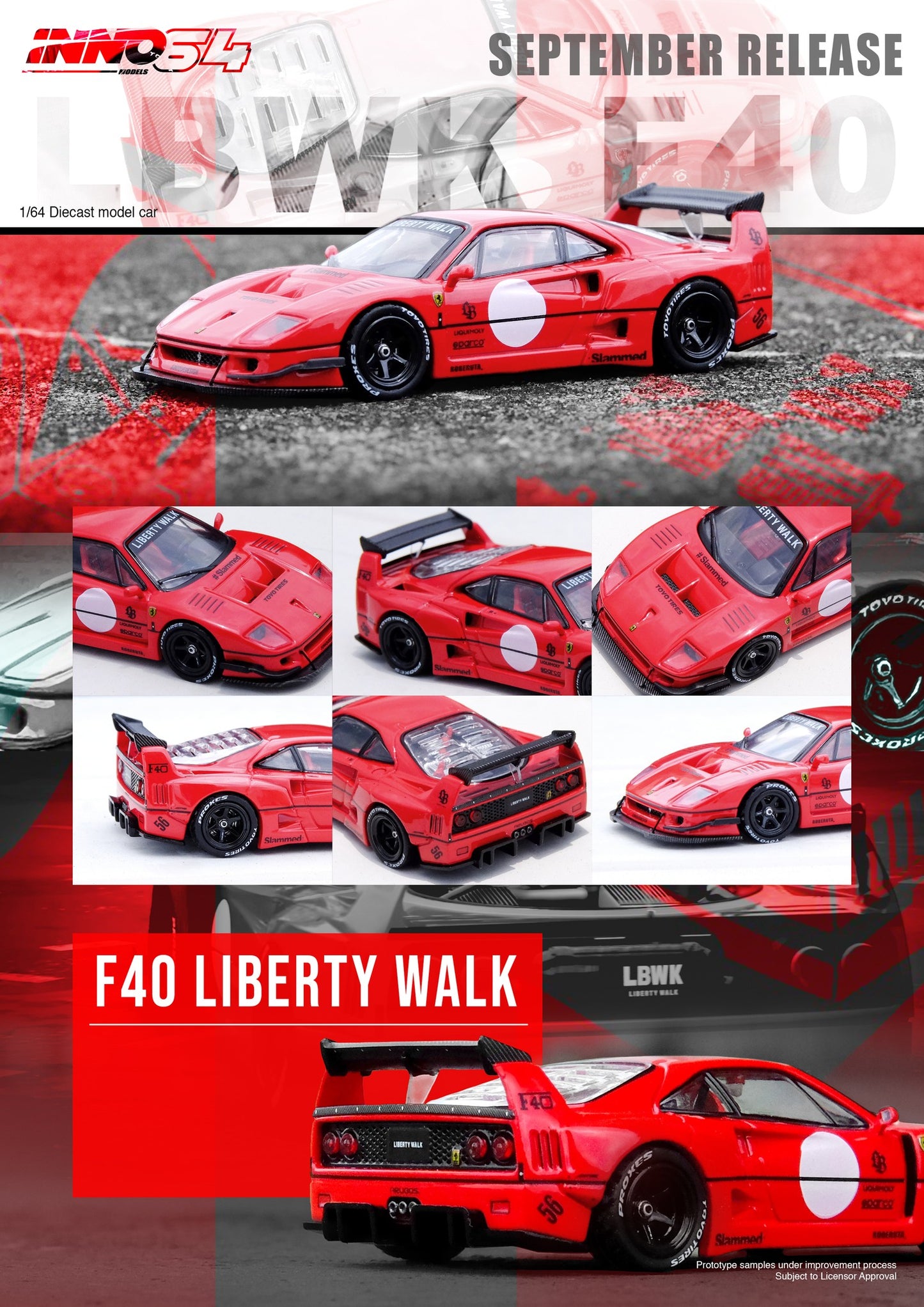 INNO64 - LBWK Ferrari F40, red - 1:64 - IN64-LBWKF40-RED