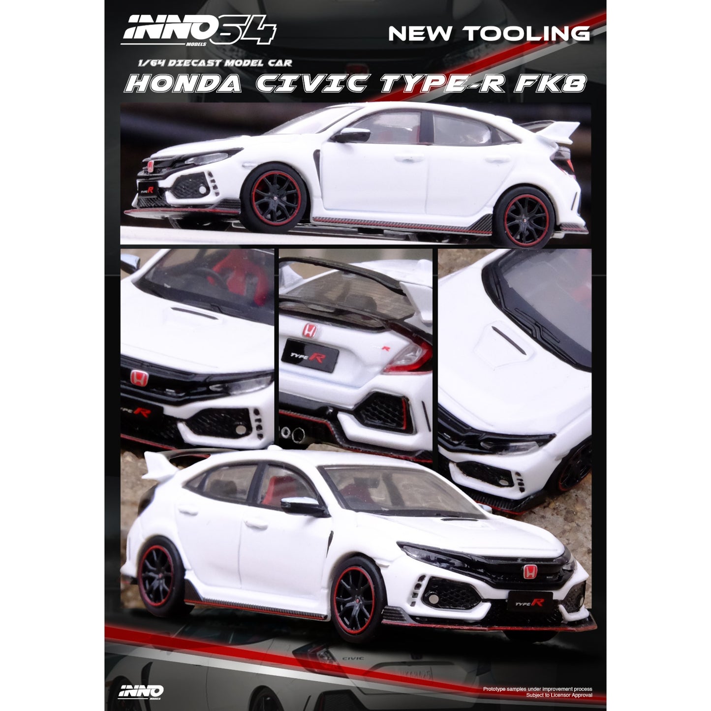 INNO64 - Pre-Order - HONDA CIVIC TYPR-R (FK8) White - IN64-FK8-WHI
