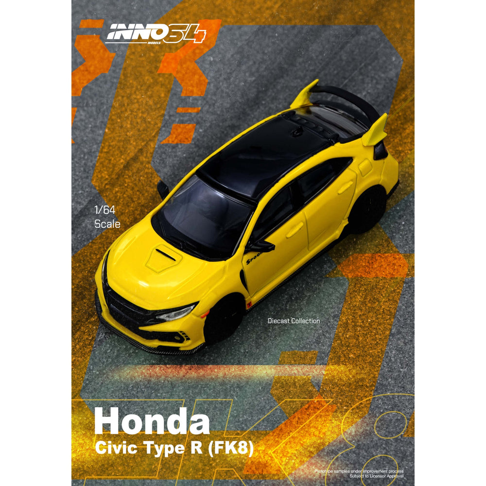 INNO64 - Pre-Order - HONDA CIVIC TYPE-R (FK8) Yellow - IN64-FK8-YL