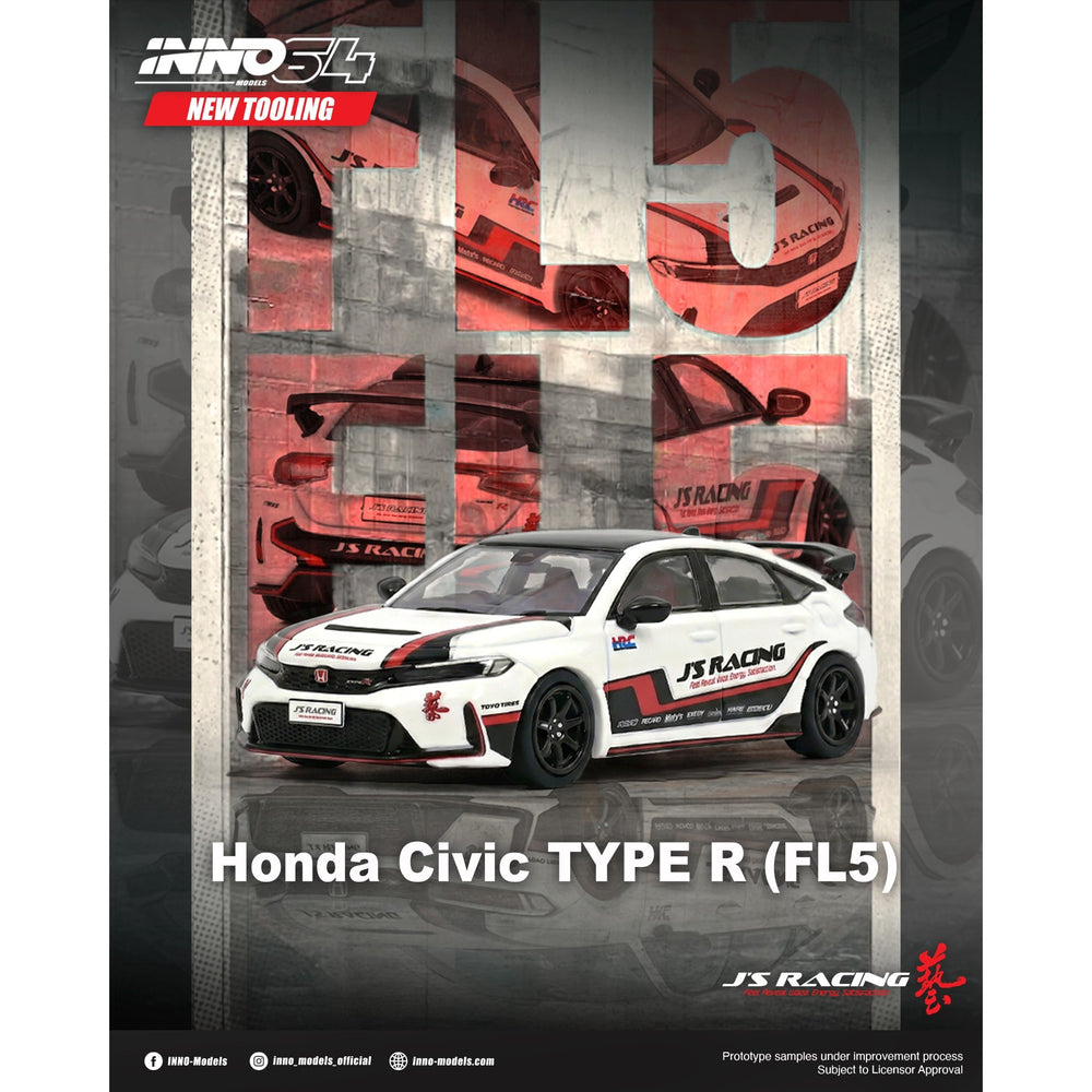 INNO64 - Pre-Order - HONDA CIVIC (FL5) J'S RACING - IN64-FL5JS-WHI
