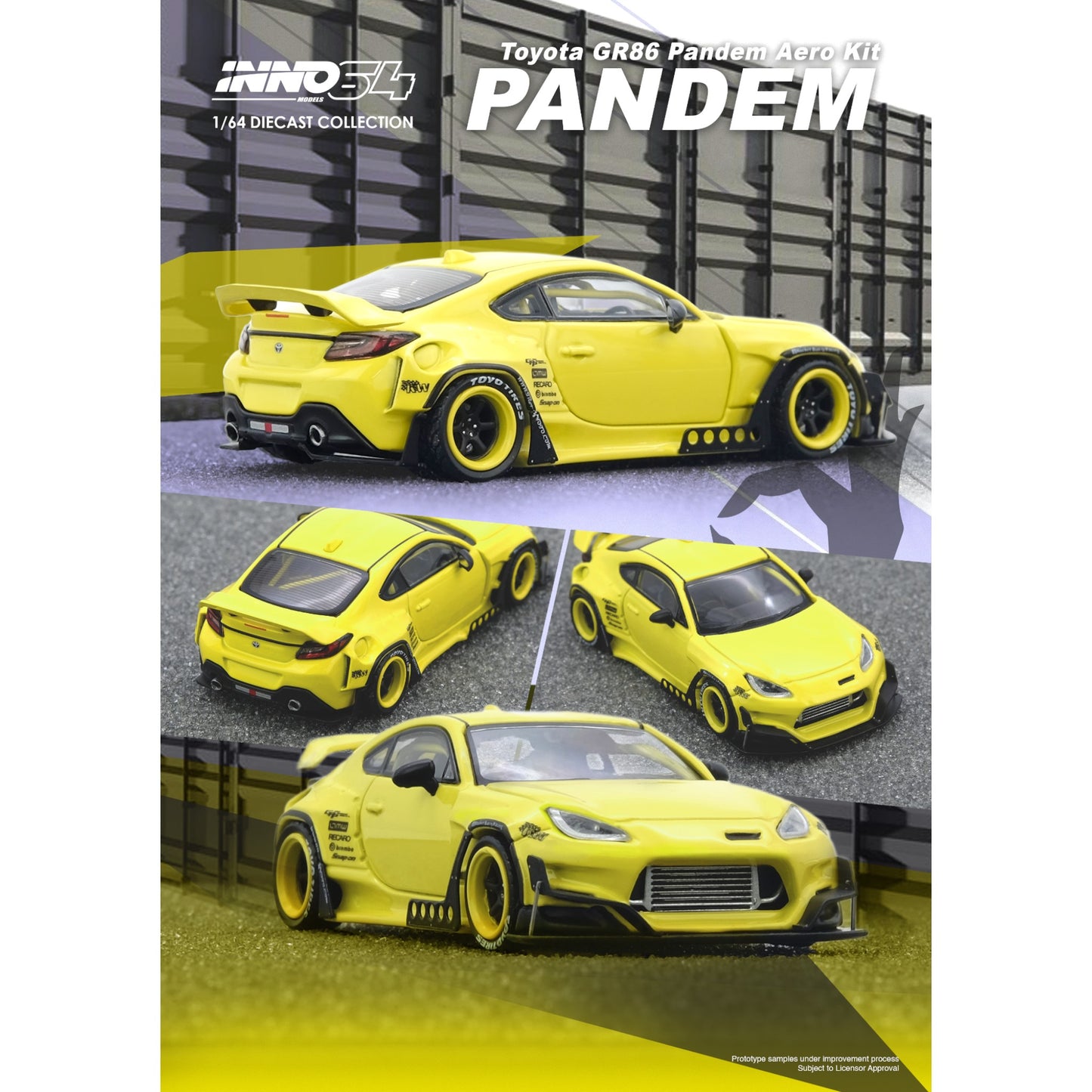 INNO64 - Pre-Order - TOYOTA GR86 "PANDEM" Yellow - IN64-GR86P-YELLOW