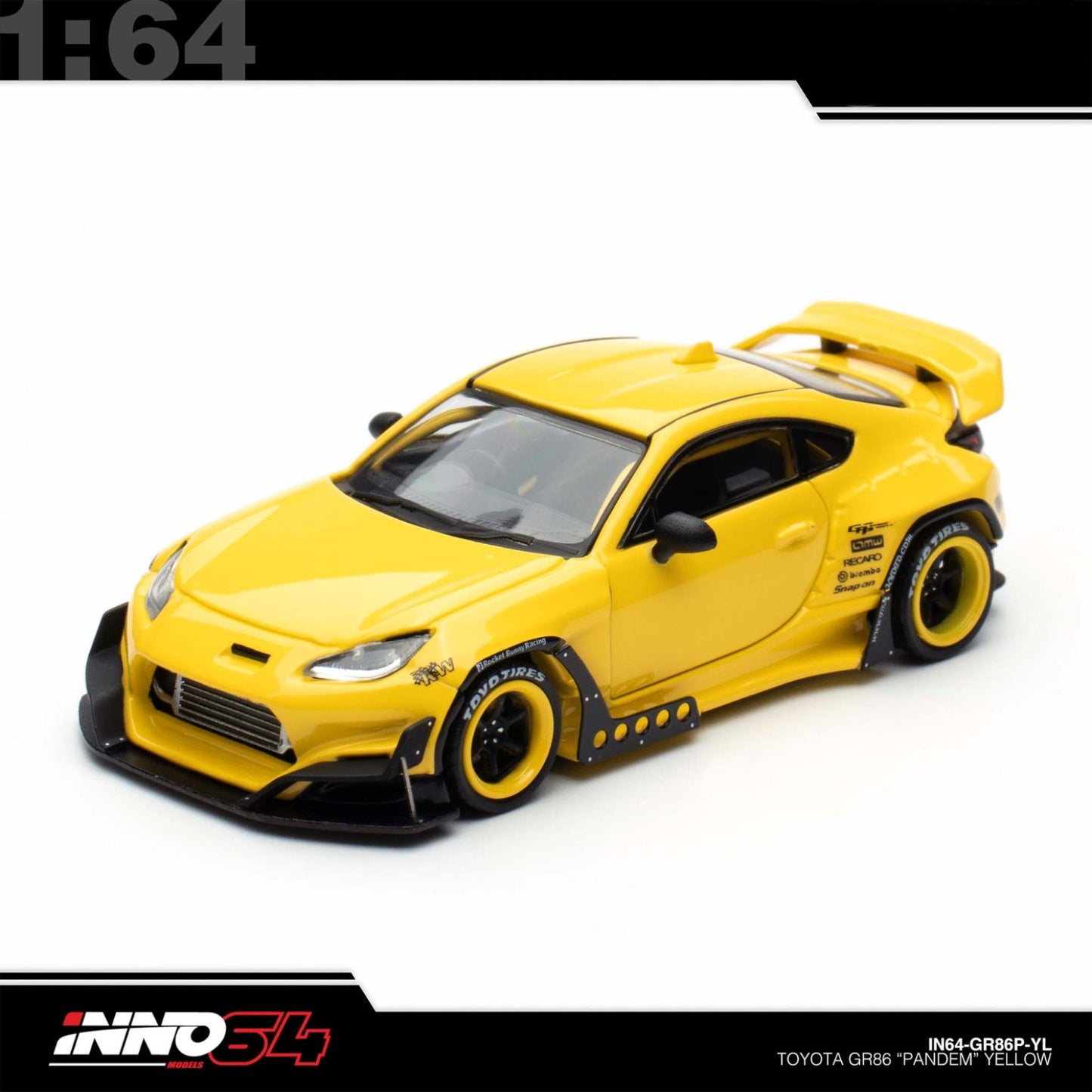 INNO64 - Pre-Order - TOYOTA GR86 "PANDEM" Yellow - IN64-GR86P-YELLOW