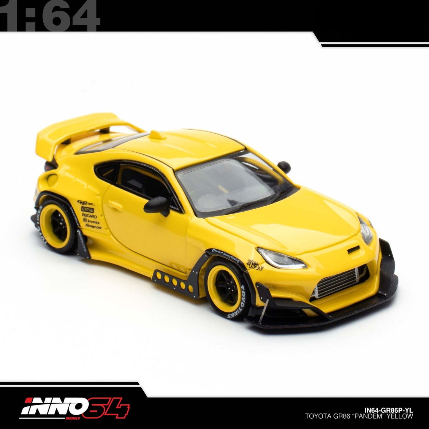 INNO64 - Pre-Order - TOYOTA GR86 "PANDEM" Yellow - IN64-GR86P-YELLOW