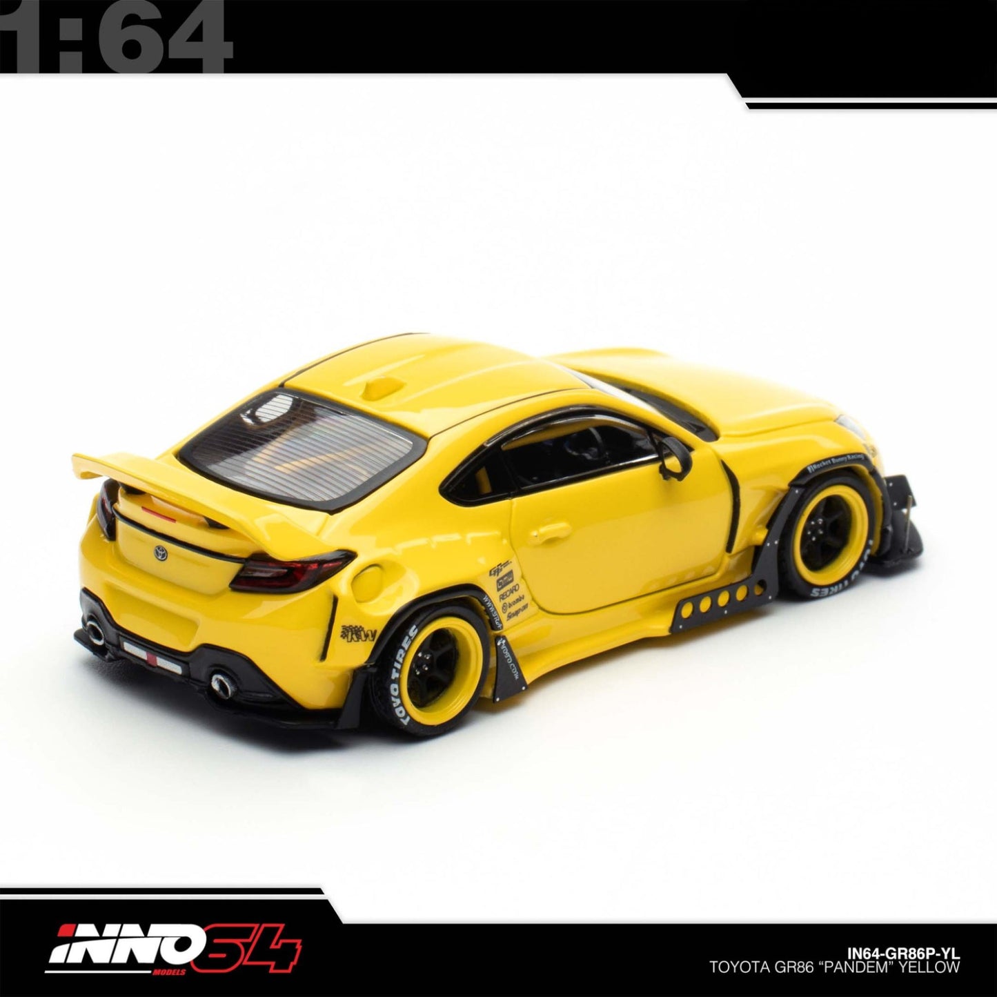 INNO64 - Pre-Order - TOYOTA GR86 "PANDEM" Yellow - IN64-GR86P-YELLOW