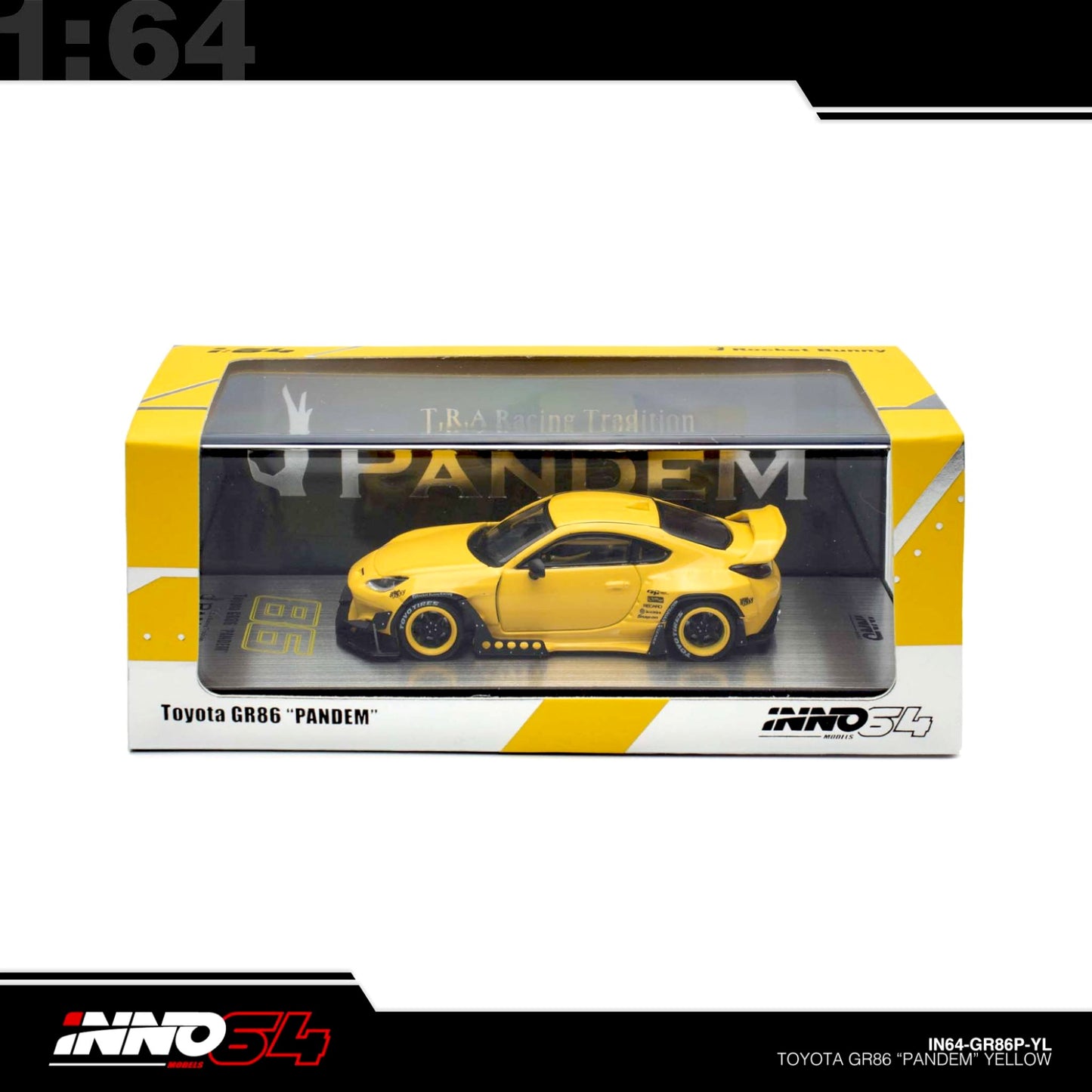 INNO64 - Pre-Order - TOYOTA GR86 "PANDEM" Yellow - IN64-GR86P-YELLOW