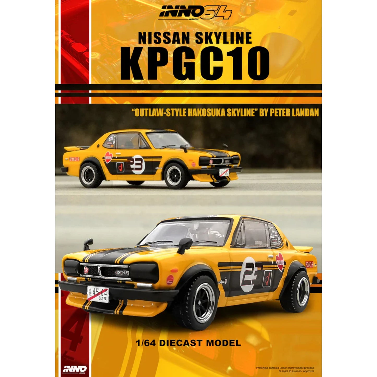INNO64 -  NISSAN SKYLINE 2000 GT-R (KPGC10) - IN64-KPGC10-YL23 - Outlaw Style