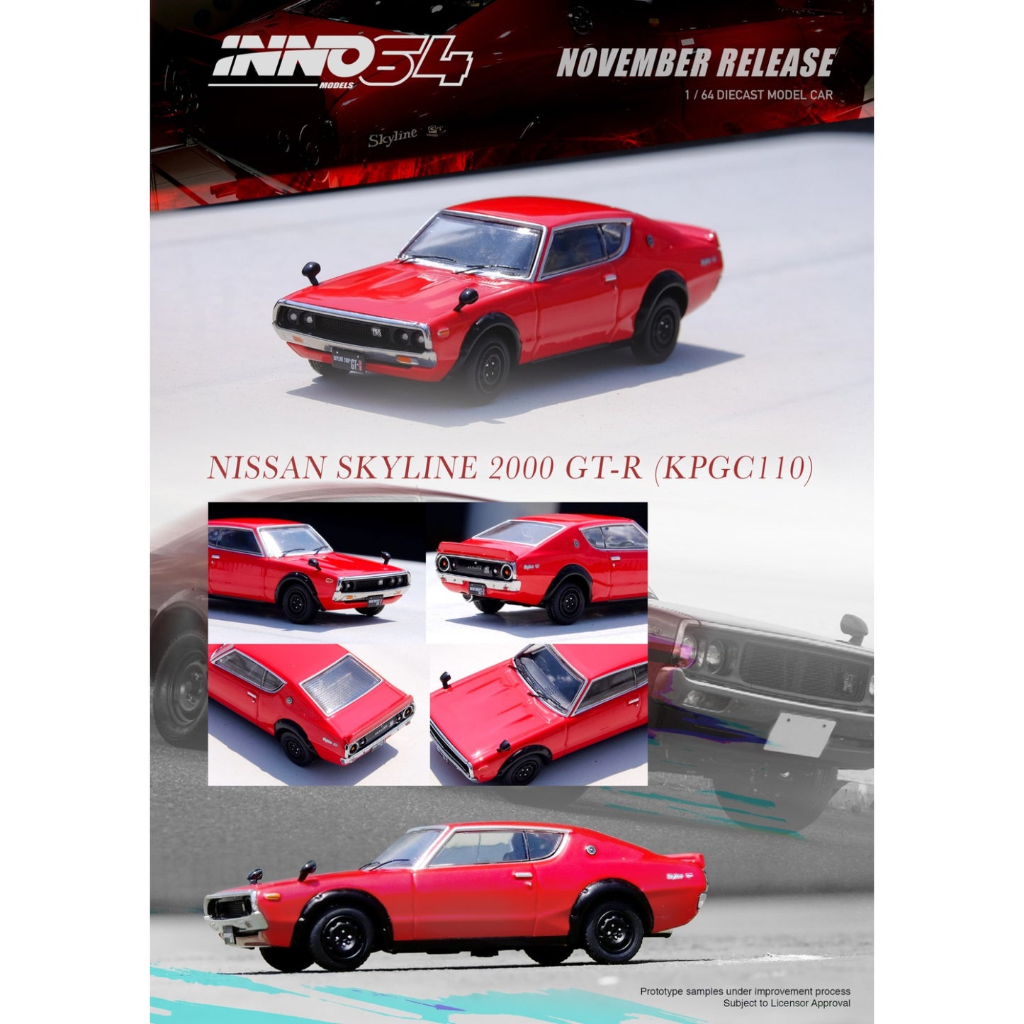 INNO64 - Nissan Skyline 2000 GT-R (KPGC110), red- 1:64 - IN64-KPGC110-RED