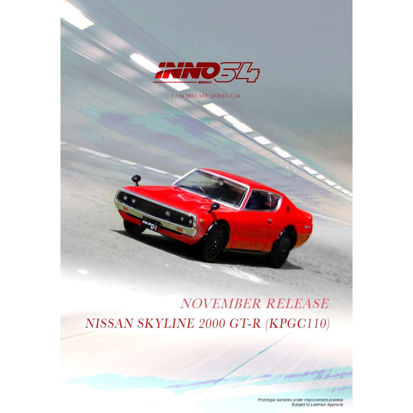 INNO64 - Nissan Skyline 2000 GT-R (KPGC110), red- 1:64 - IN64-KPGC110-RED