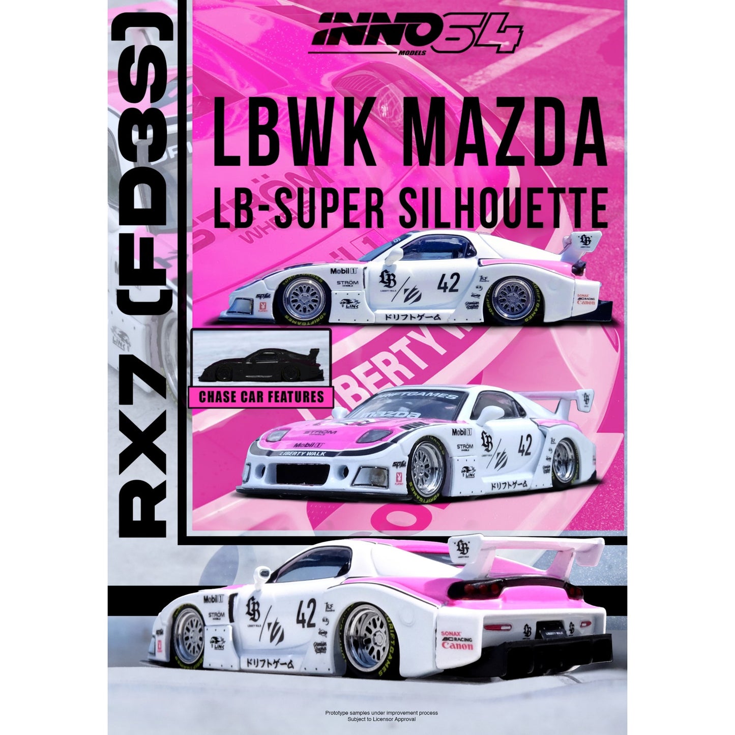 INNO64 - Pre-Order - MAZDA RX7 (FD3S) LB-SUPER SILHOUETTE "DRIFT GAMES 2025" - IN64-LBWK-RX7-08