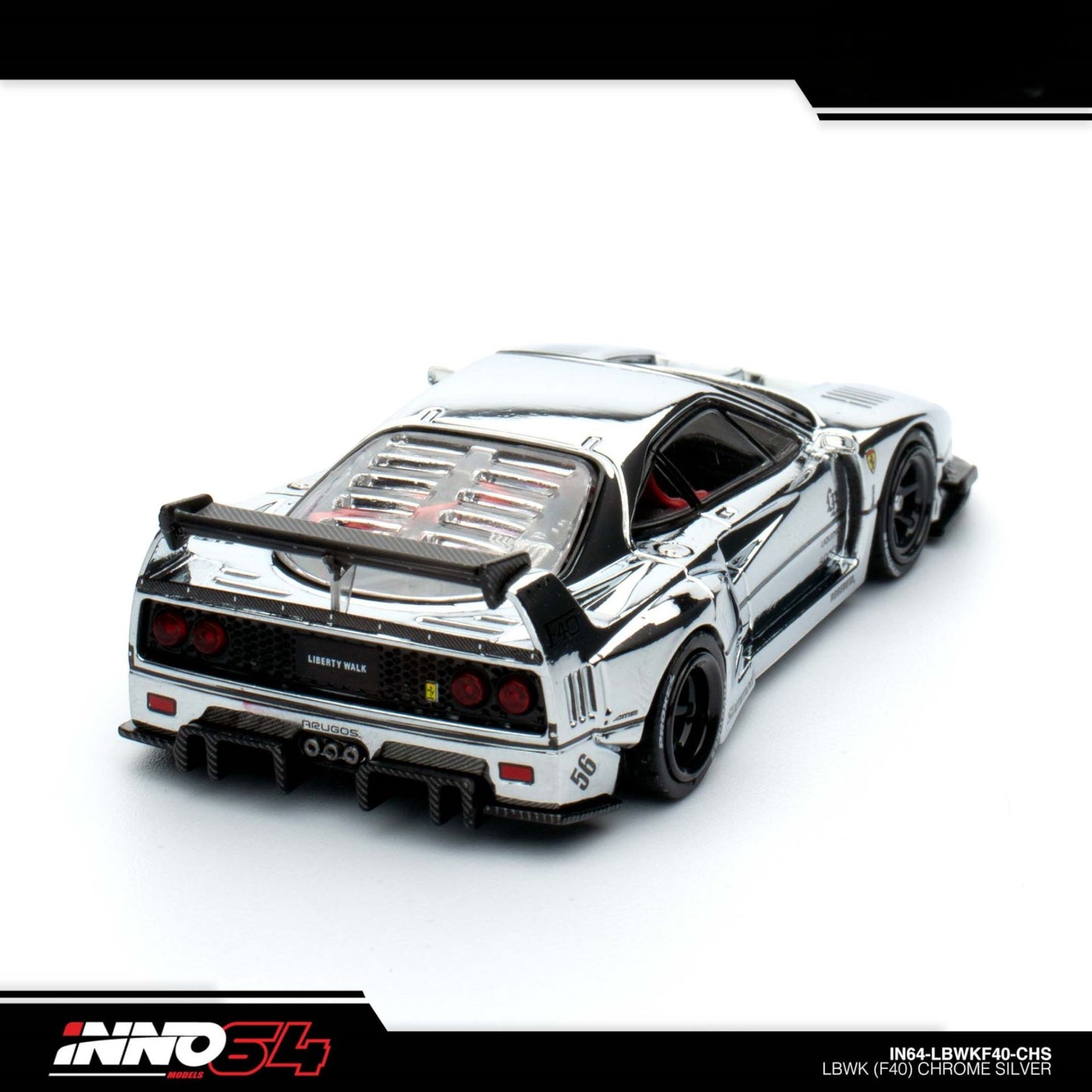 INNO64 - LBWK Ferrari F40, chrome silver - IN64-LBWKF40-CHS