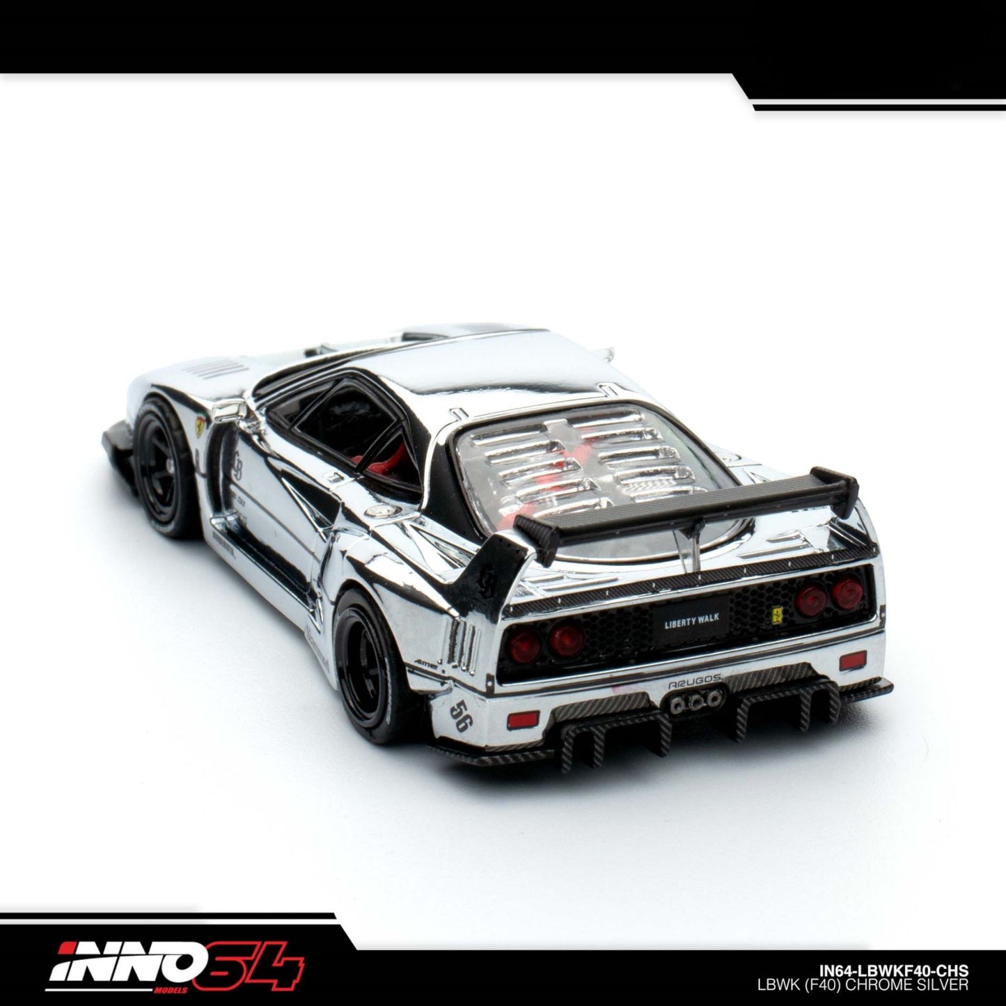 INNO64 - LBWK Ferrari F40, chrome silver - IN64-LBWKF40-CHS