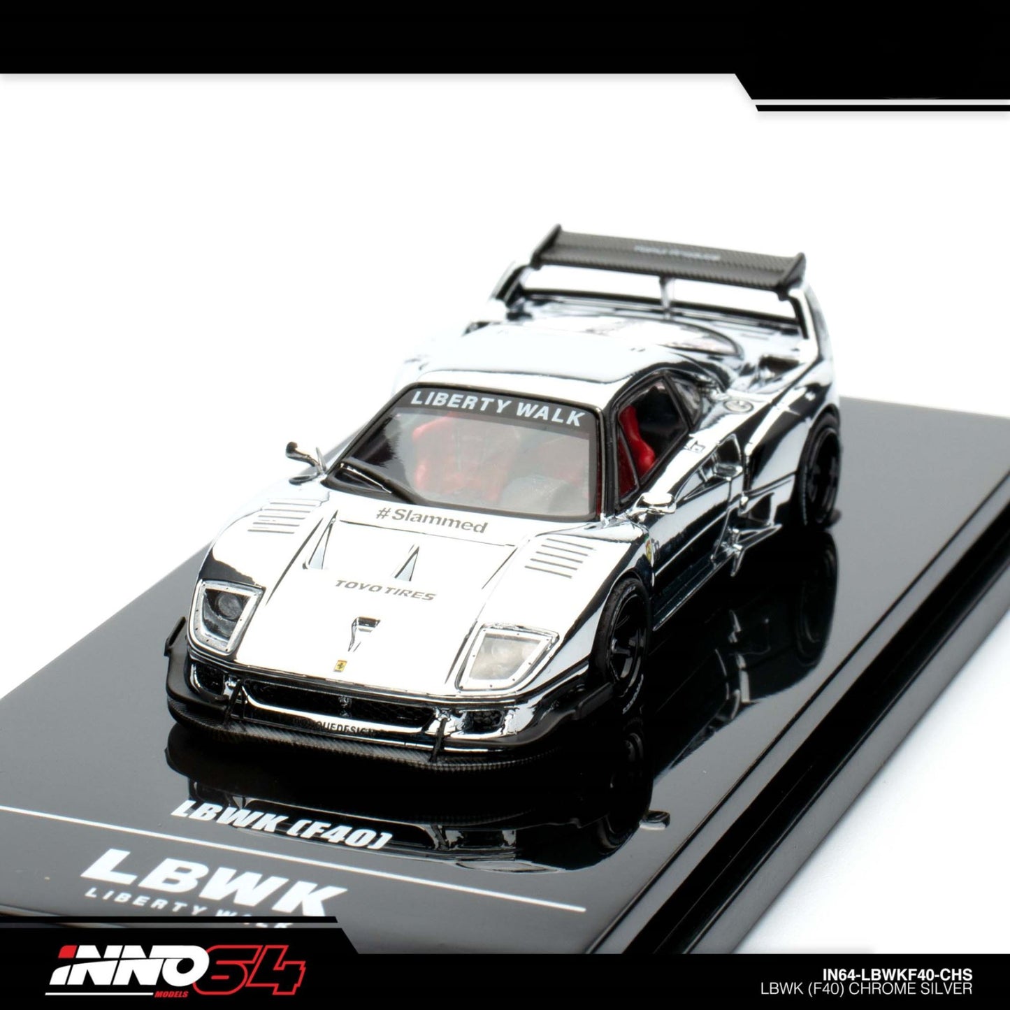 INNO64 - LBWK Ferrari F40, chrome silver - IN64-LBWKF40-CHS