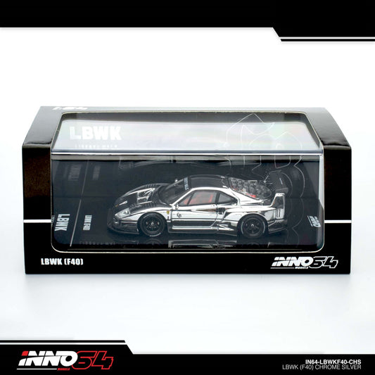 INNO64 - LBWK Ferrari F40, chrome silver - IN64-LBWKF40-CHS
