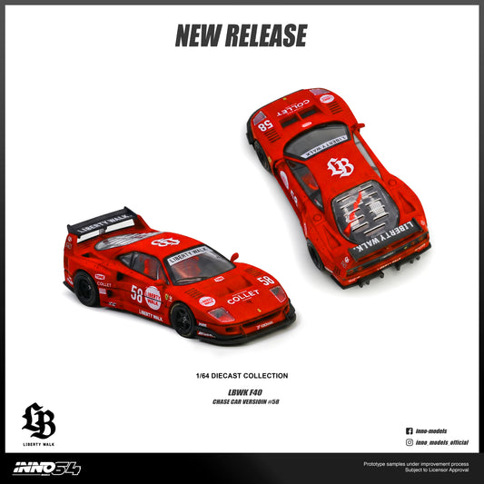 INNO64 - Pre-Order - LBWK F40 Collet #58, red Chase Car - IN64-LBWKF40-COLLET
