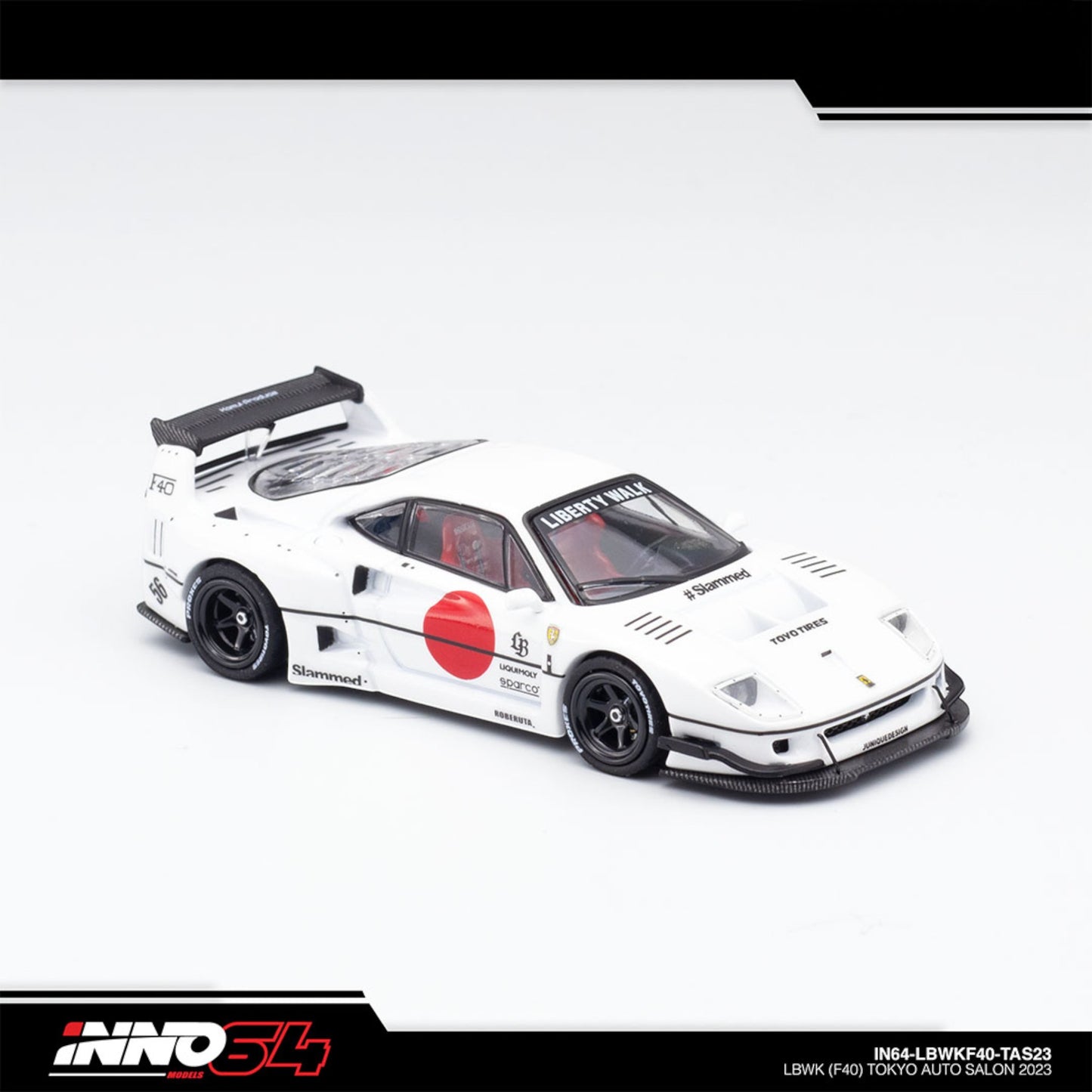 INNO64 - Liberty Walk Ferrari F40 Tokyo Salon 2023, white  - IN64-LBWKF40-TAS23