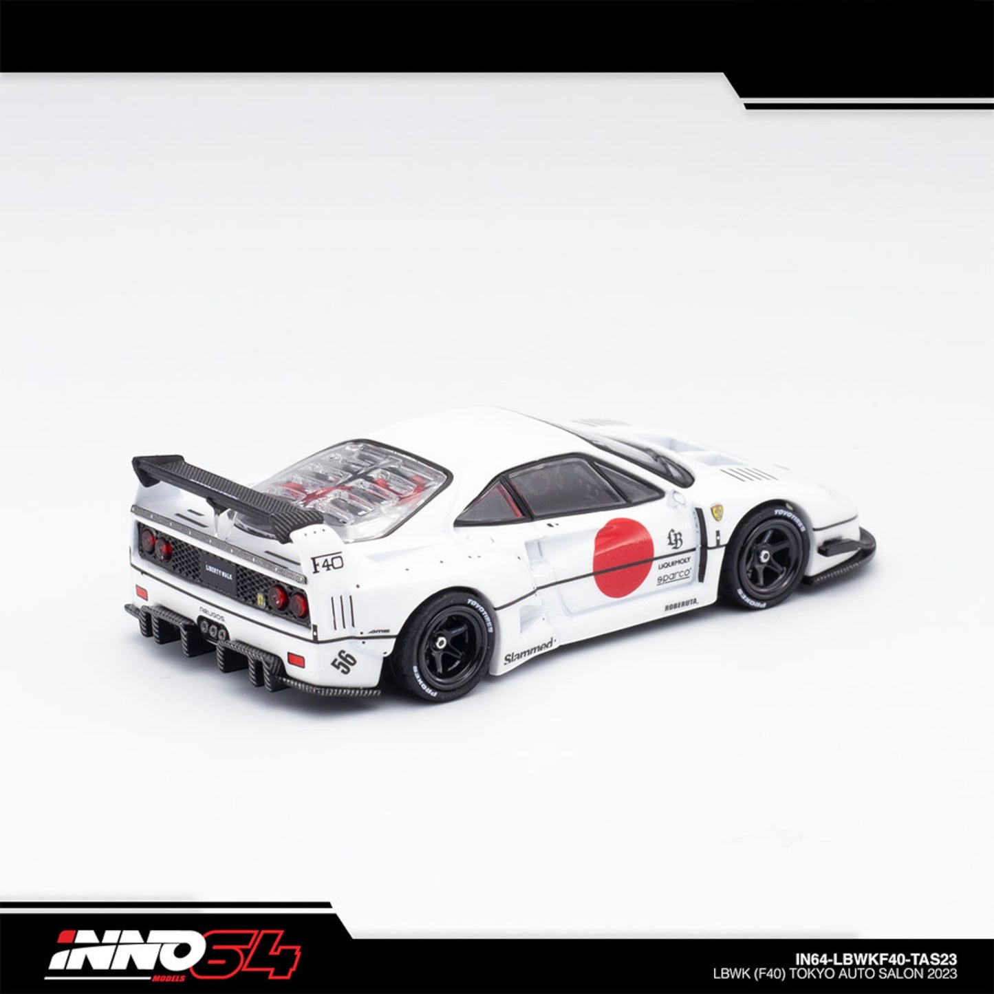 INNO64 - Liberty Walk Ferrari F40 Tokyo Salon 2023, white  - IN64-LBWKF40-TAS23