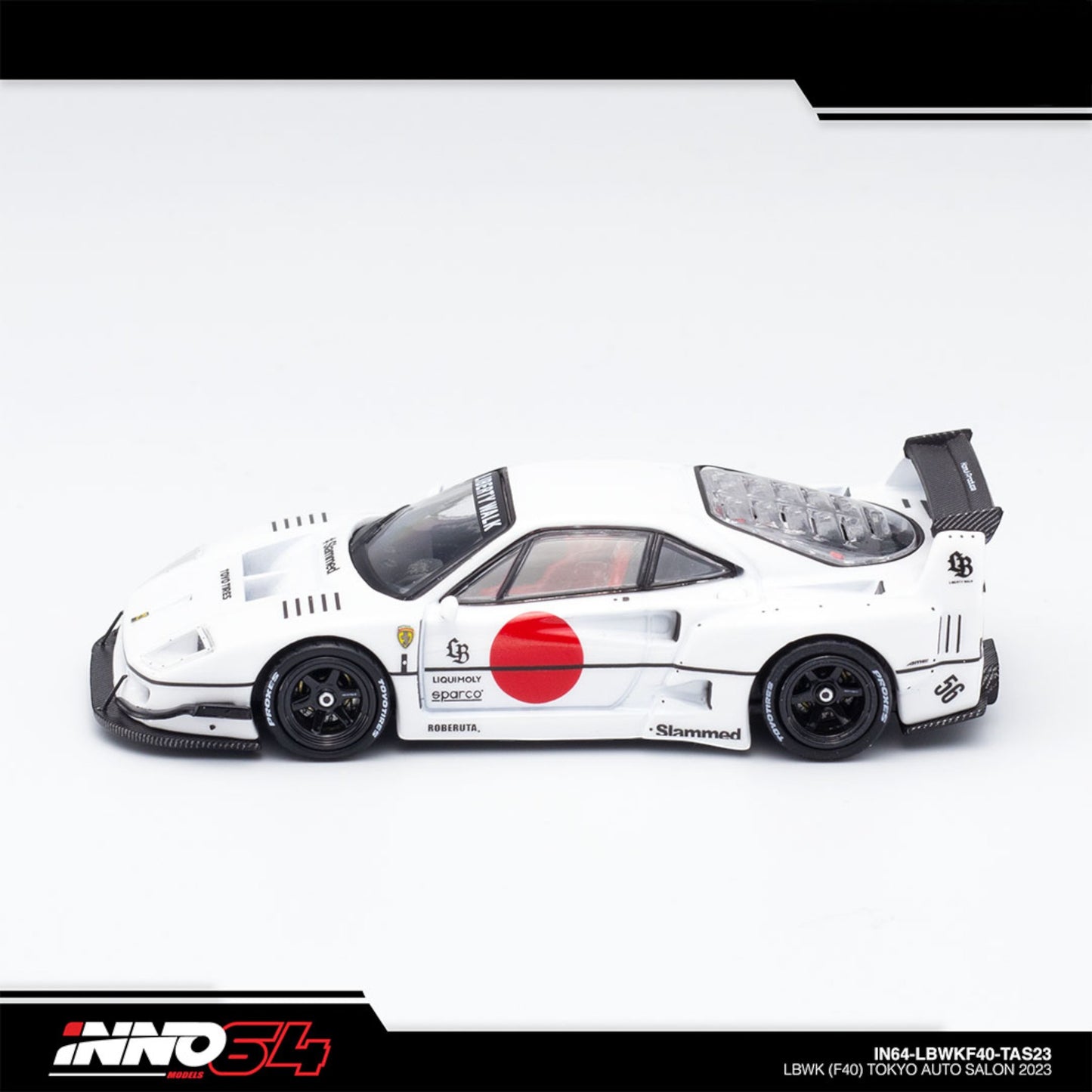 INNO64 - Liberty Walk Ferrari F40 Tokyo Salon 2023, white  - IN64-LBWKF40-TAS23