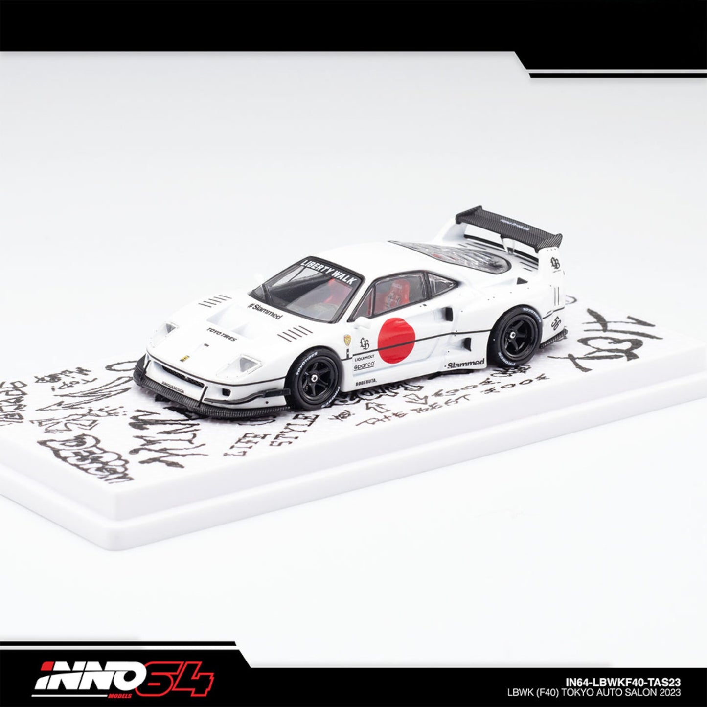 INNO64 - Liberty Walk Ferrari F40 Tokyo Salon 2023, white  - IN64-LBWKF40-TAS23