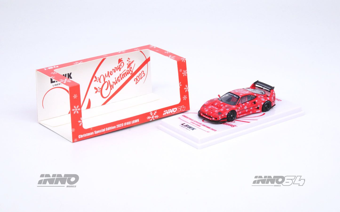 INNO64 - LBWK Ferrari F40 *XMAS 2023 Special Edition*, red velvet - 1:64 - IN64-LBWKF40-XMAS23