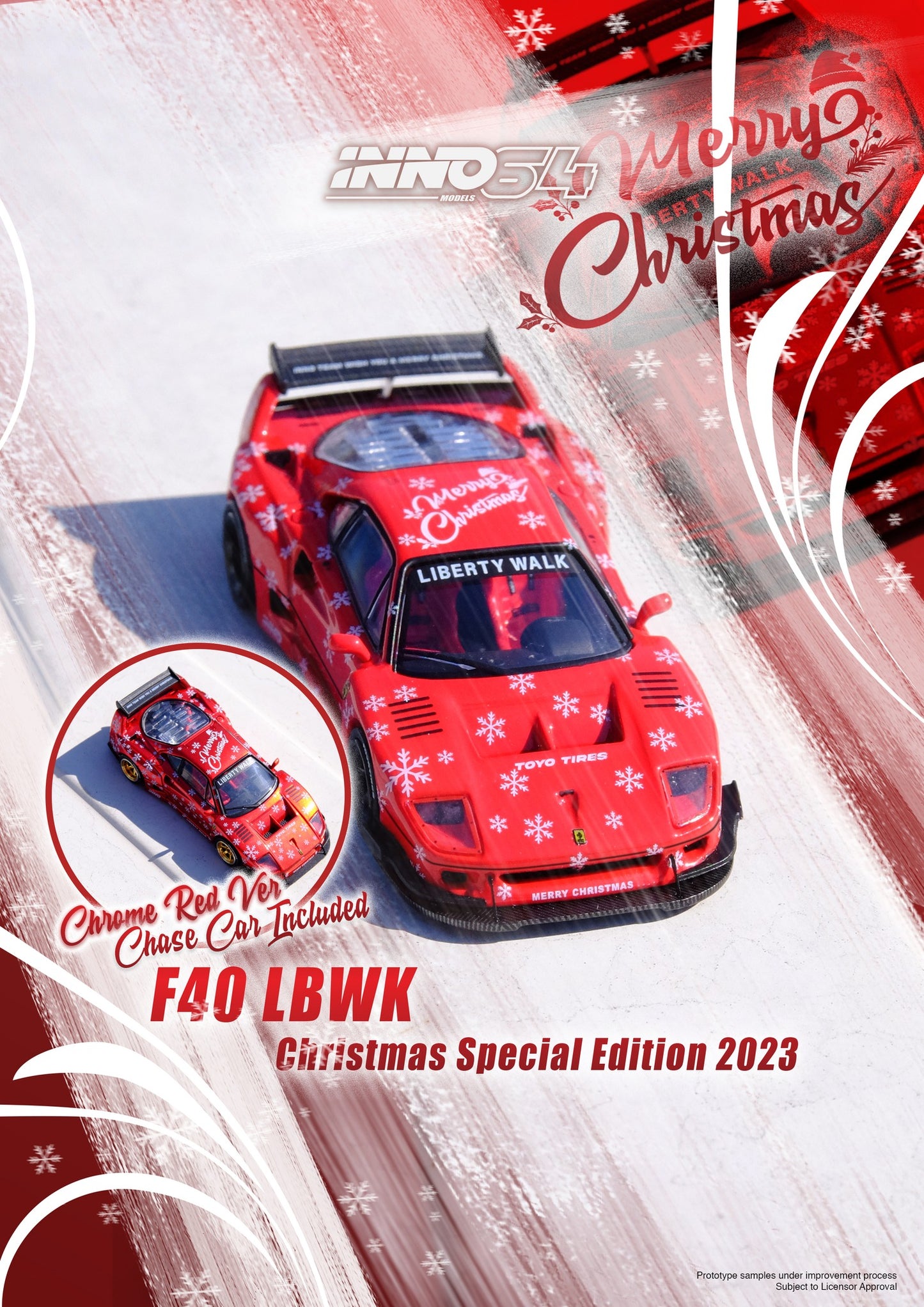 INNO64 - LBWK Ferrari F40 *XMAS 2023 Special Edition*, red velvet - 1:64 - IN64-LBWKF40-XMAS23