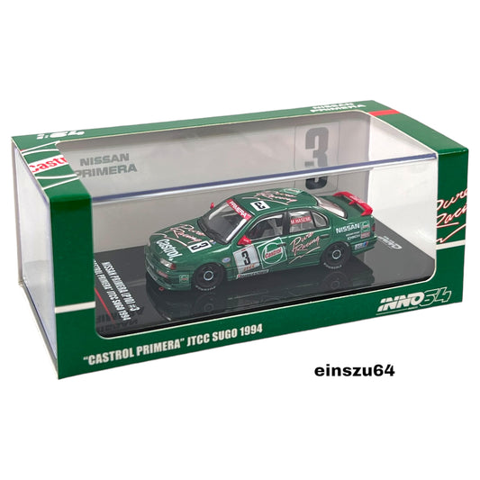 INNO64 - 1994 Nissan Primera (P10) #3 Castrol Primera JTCC Sugo, green - 1:64 - IN64-P10-CA3