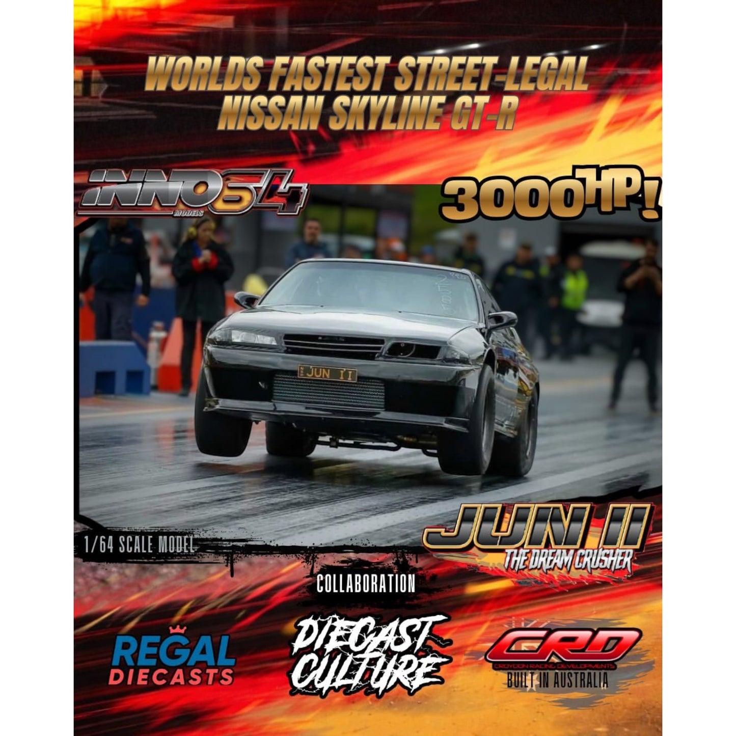 INNO64 - Pre-Order -Nissan Skyline GT-R (R32) JUN II Black "The Dream Crusher" - IN64-R32-JUNII