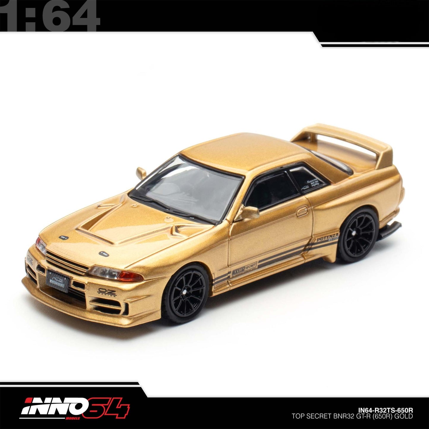 INNO64 - Pre-Order - TOP SECRET Skyline BNR32 GT-R (650R) Gold - IN64-R32TS-650R