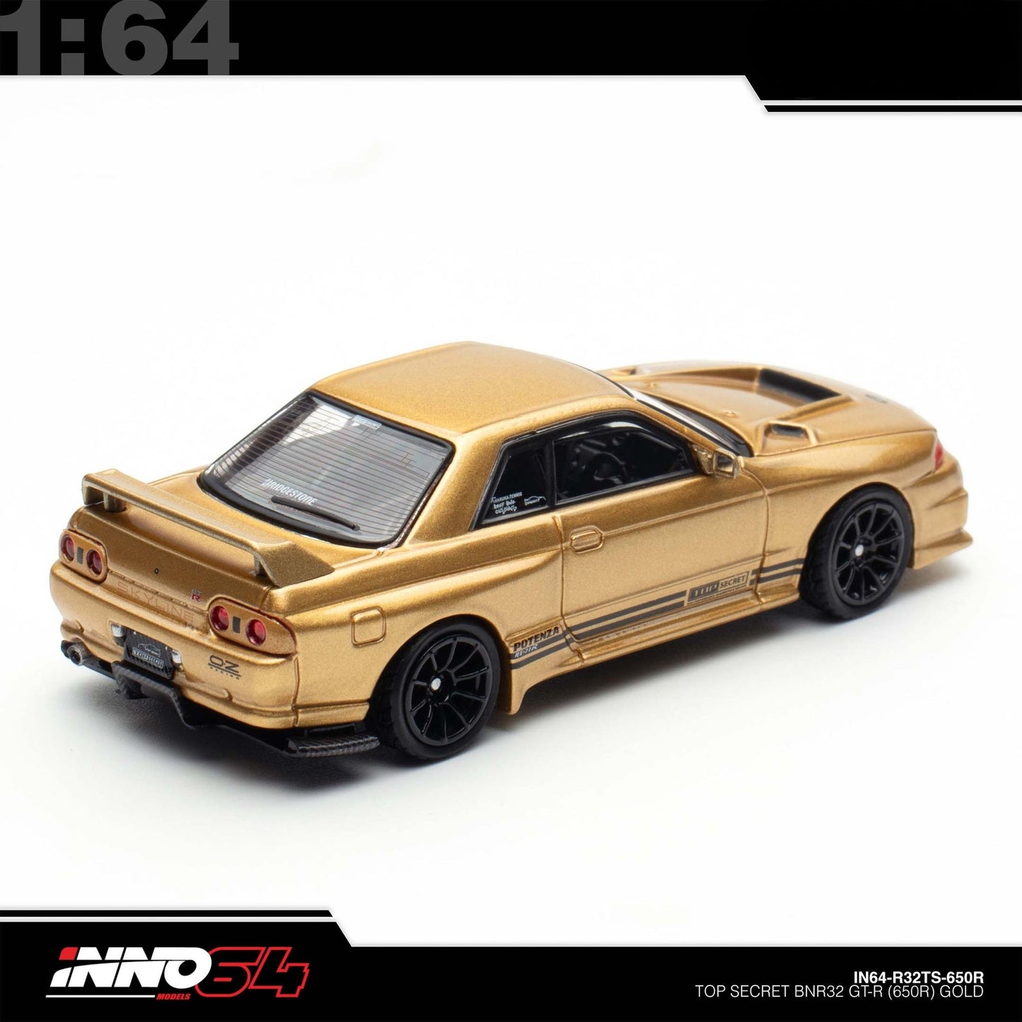 INNO64 - Pre-Order - TOP SECRET Skyline BNR32 GT-R (650R) Gold - IN64-R32TS-650R