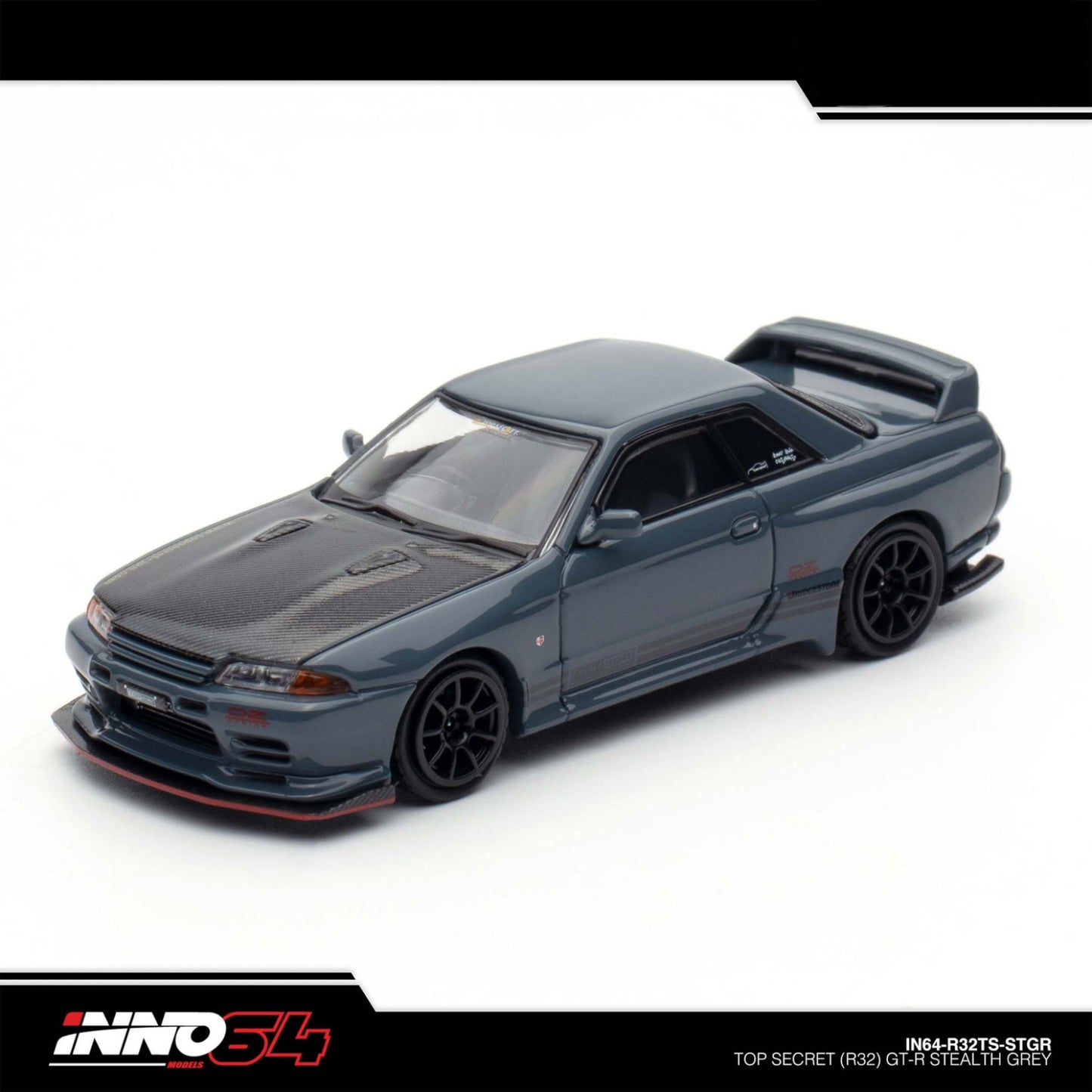 INNO64 - Pre-Order - TOP SECRET Nissan Skyline R32 GT-R Stealth Grey - IN64-R32TS-STGR