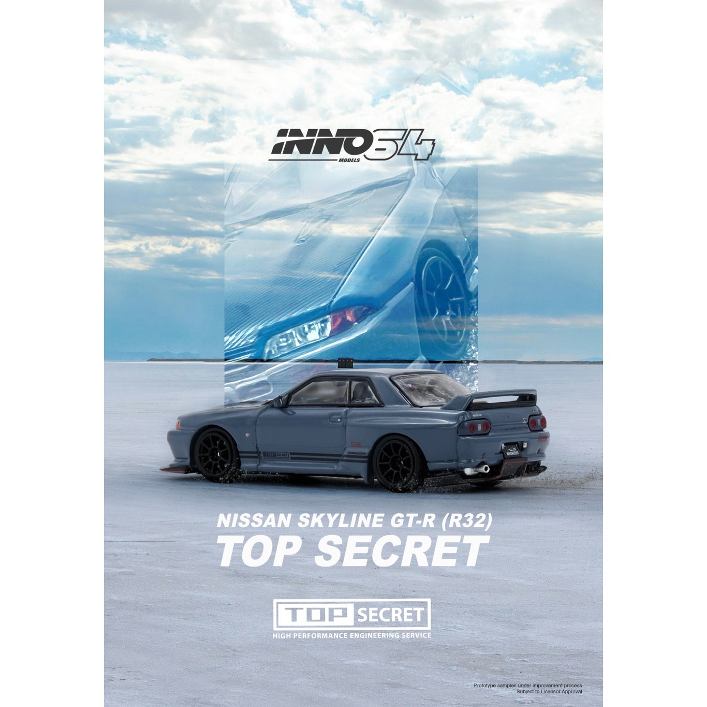 INNO64 - Pre-Order - TOP SECRET Nissan Skyline R32 GT-R Stealth Grey - IN64-R32TS-STGR
