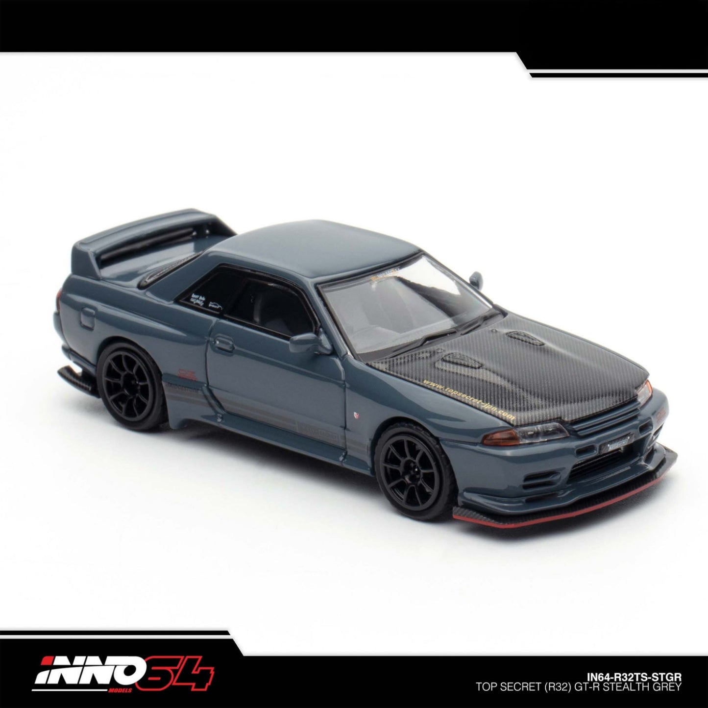 INNO64 - Pre-Order - TOP SECRET Nissan Skyline R32 GT-R Stealth Grey - IN64-R32TS-STGR