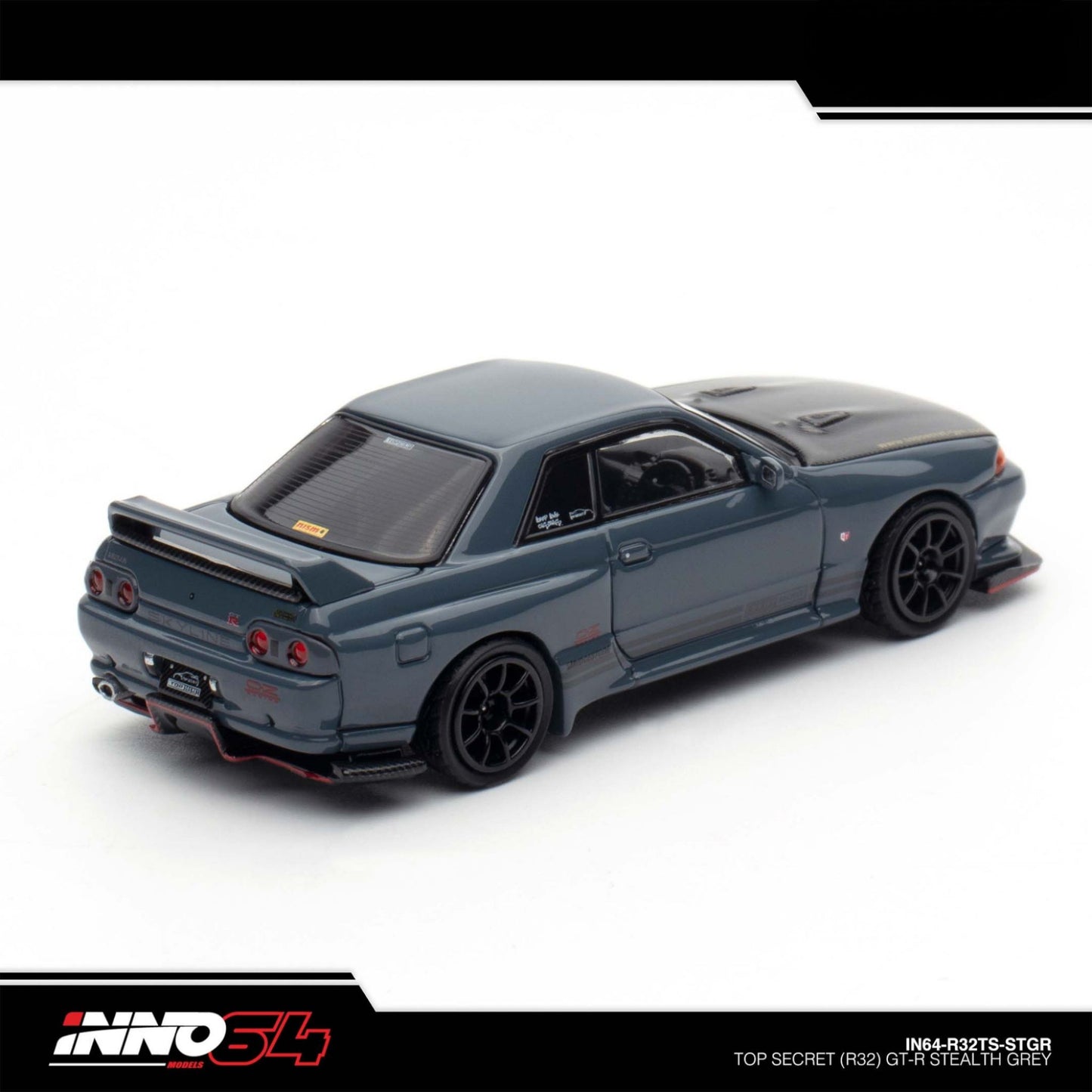 INNO64 - Pre-Order - TOP SECRET Nissan Skyline R32 GT-R Stealth Grey - IN64-R32TS-STGR