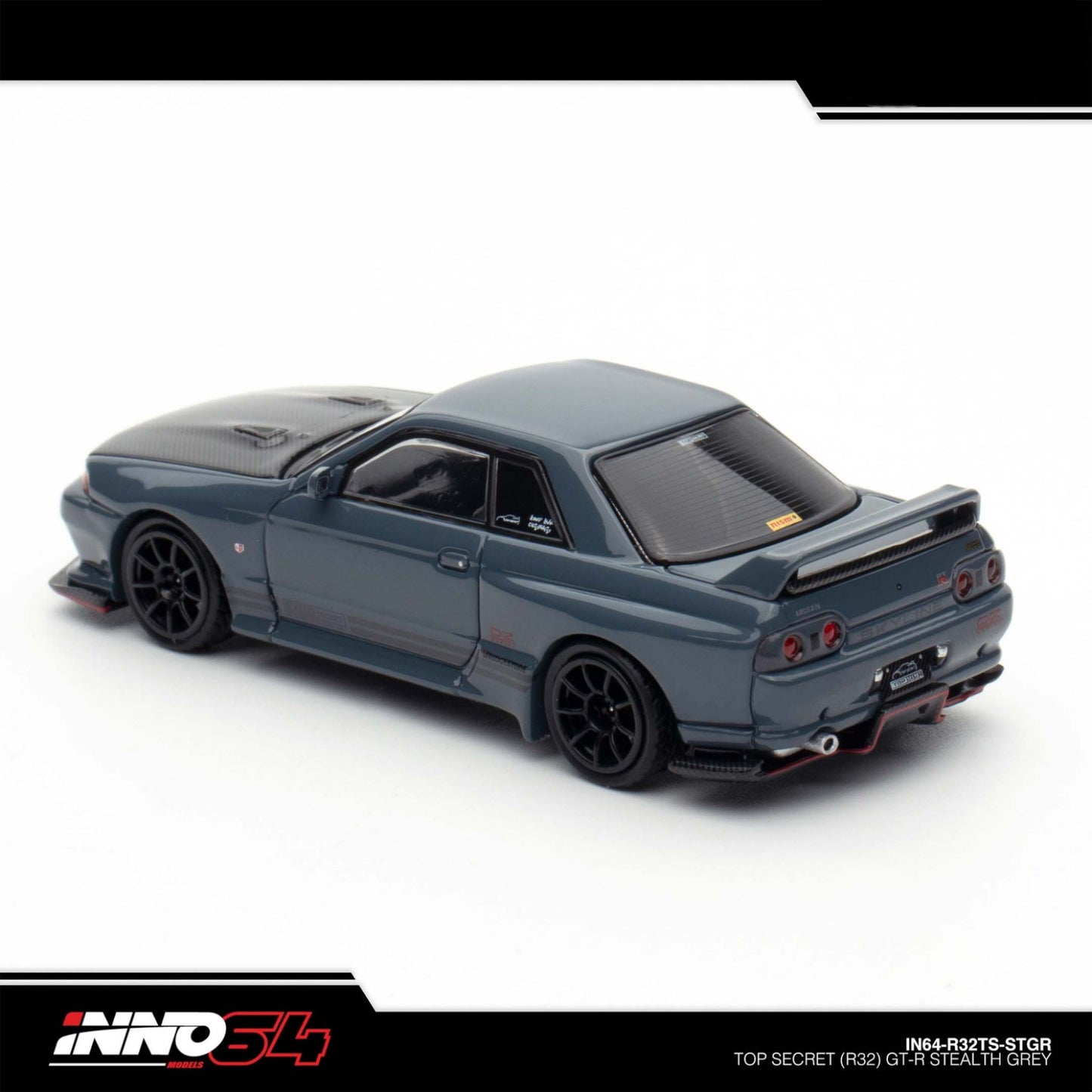 INNO64 - Pre-Order - TOP SECRET Nissan Skyline R32 GT-R Stealth Grey - IN64-R32TS-STGR