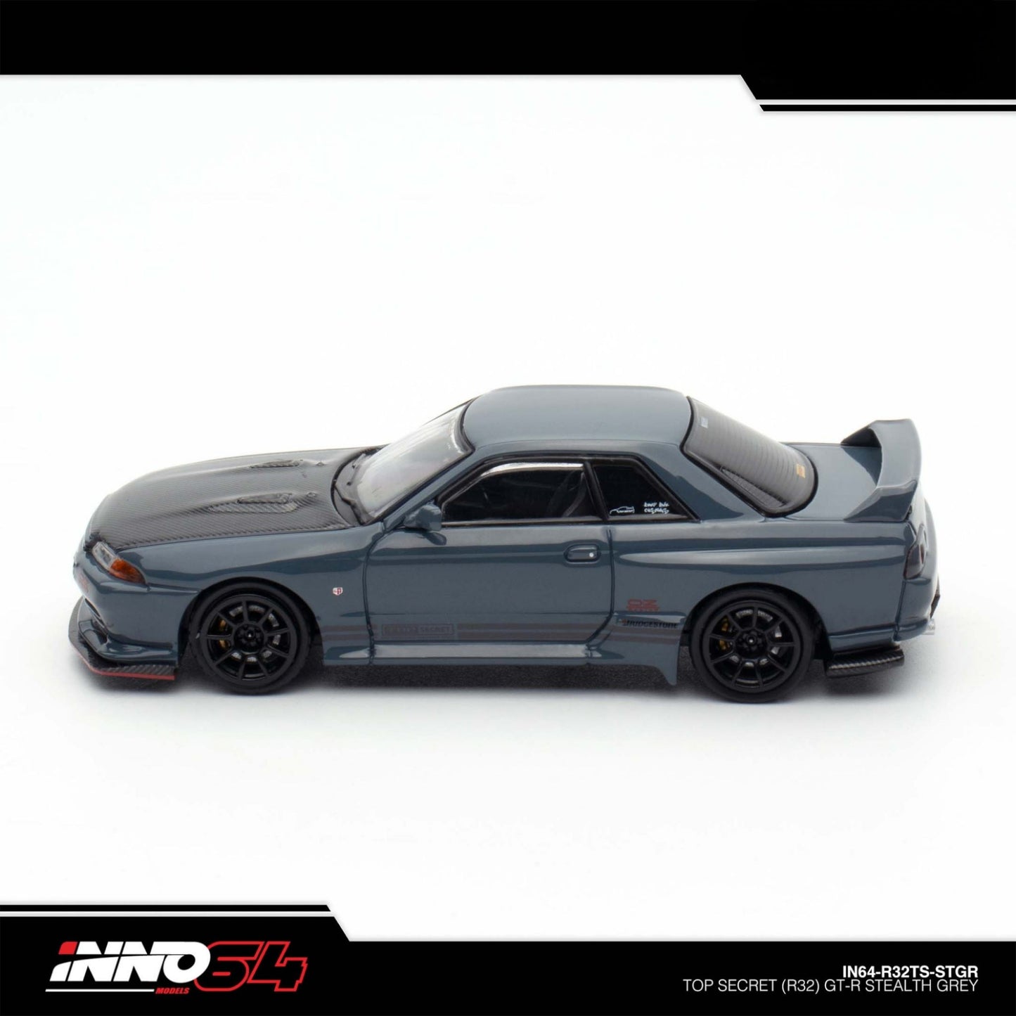 INNO64 - Pre-Order - TOP SECRET Nissan Skyline R32 GT-R Stealth Grey - IN64-R32TS-STGR