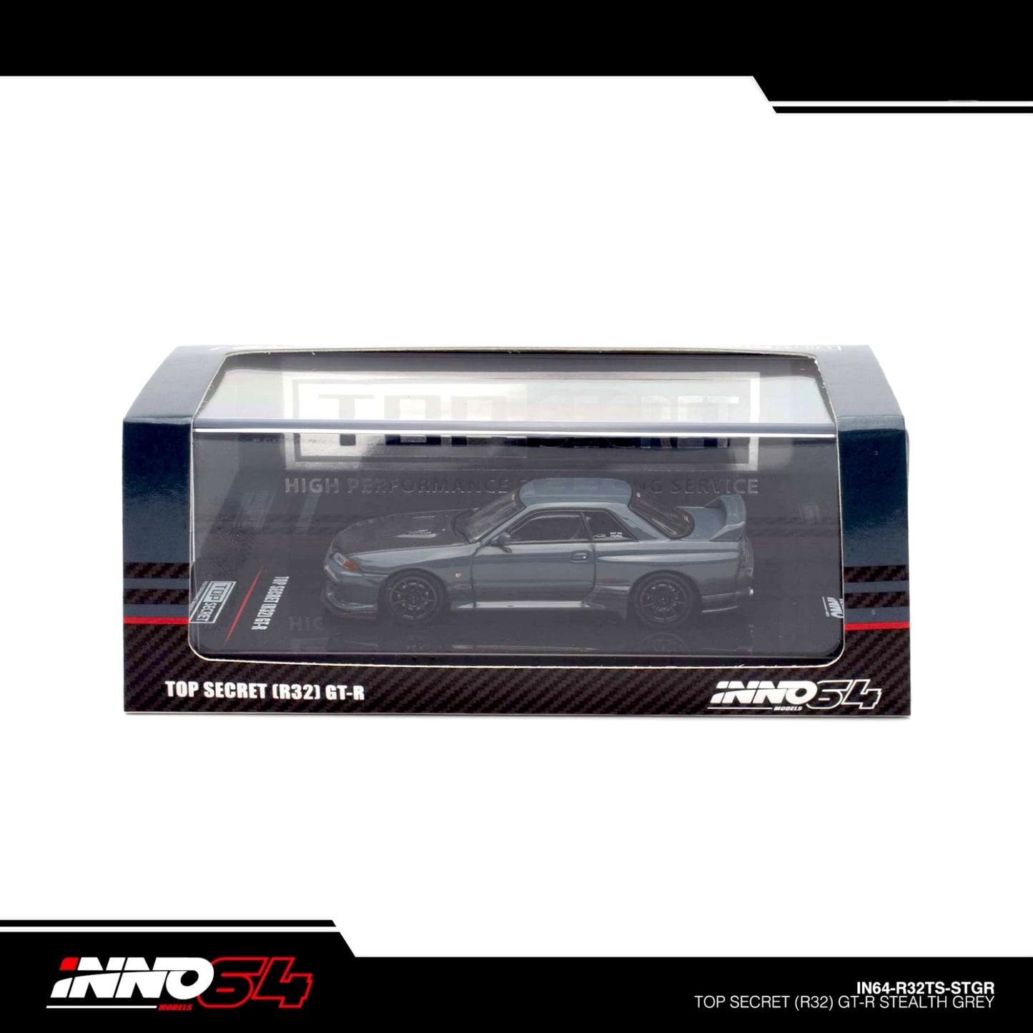 INNO64 - Pre-Order - TOP SECRET Nissan Skyline R32 GT-R Stealth Grey - IN64-R32TS-STGR