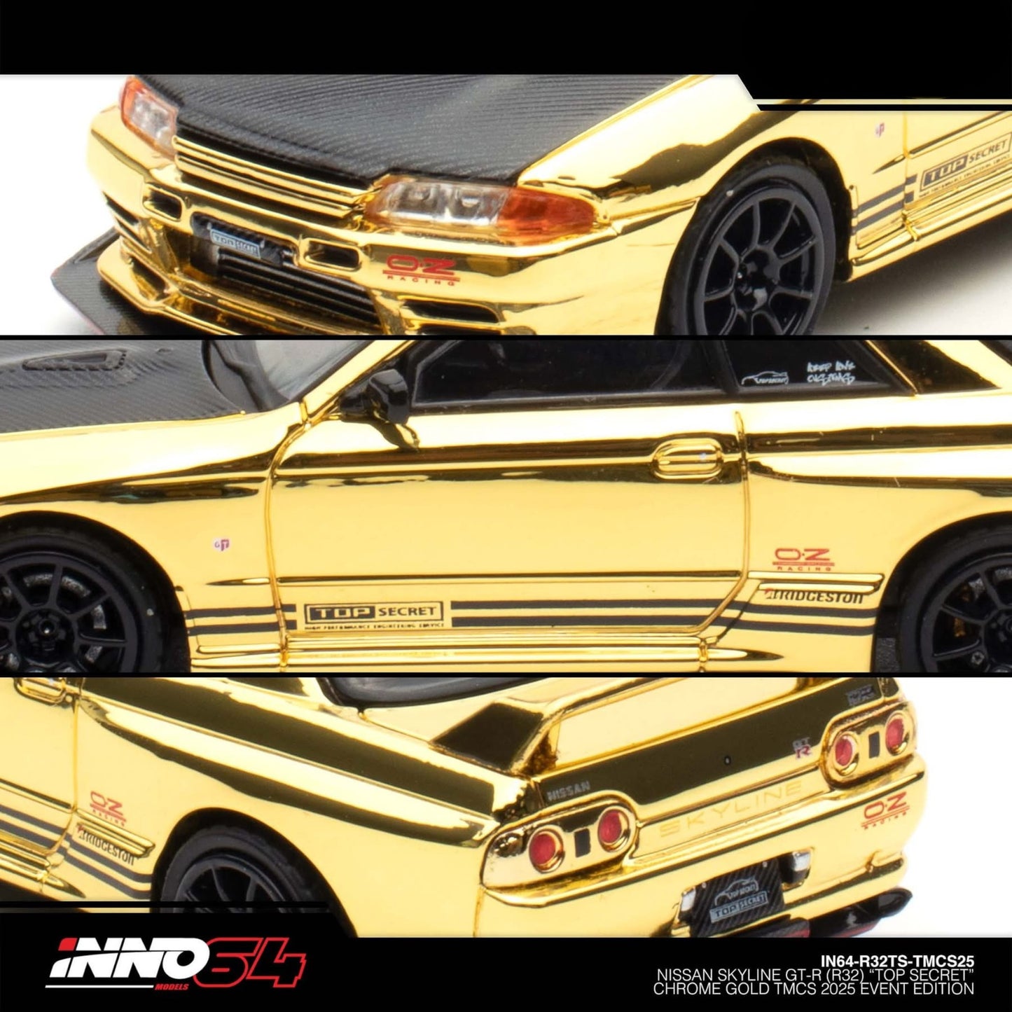 INNO64 - Nissan Skyline GT-R (R32) Top Secret, chrome gold TMCS 2025 Event Edition - IN64-R32TS-TMCS25