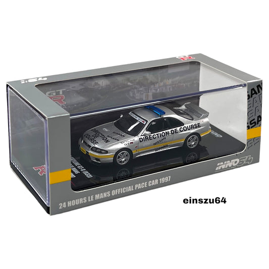 INNO64 - 1997 Nissan Skyline GT-R (R33) 24 Hours Le Mans Offical Pace Car, silver/yellow - 1:64 - IN64-R33-LMPC