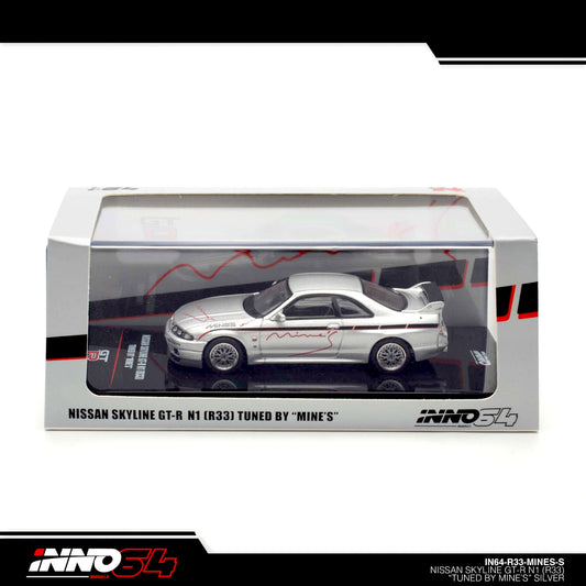 INNO64 - Nissan Skyline GT-R (R33) "TUNED BY MINE'S" Silver - IN64-R33-MINES-S