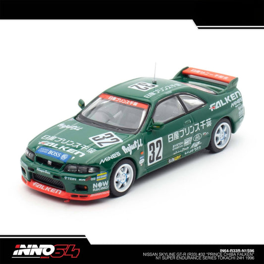 INNO64 - Pre-Order - NISSAN SKYLINE GT-R R33 #32 "PRINCE CHIBA FALKEN" - IN64-R33R-N1S96