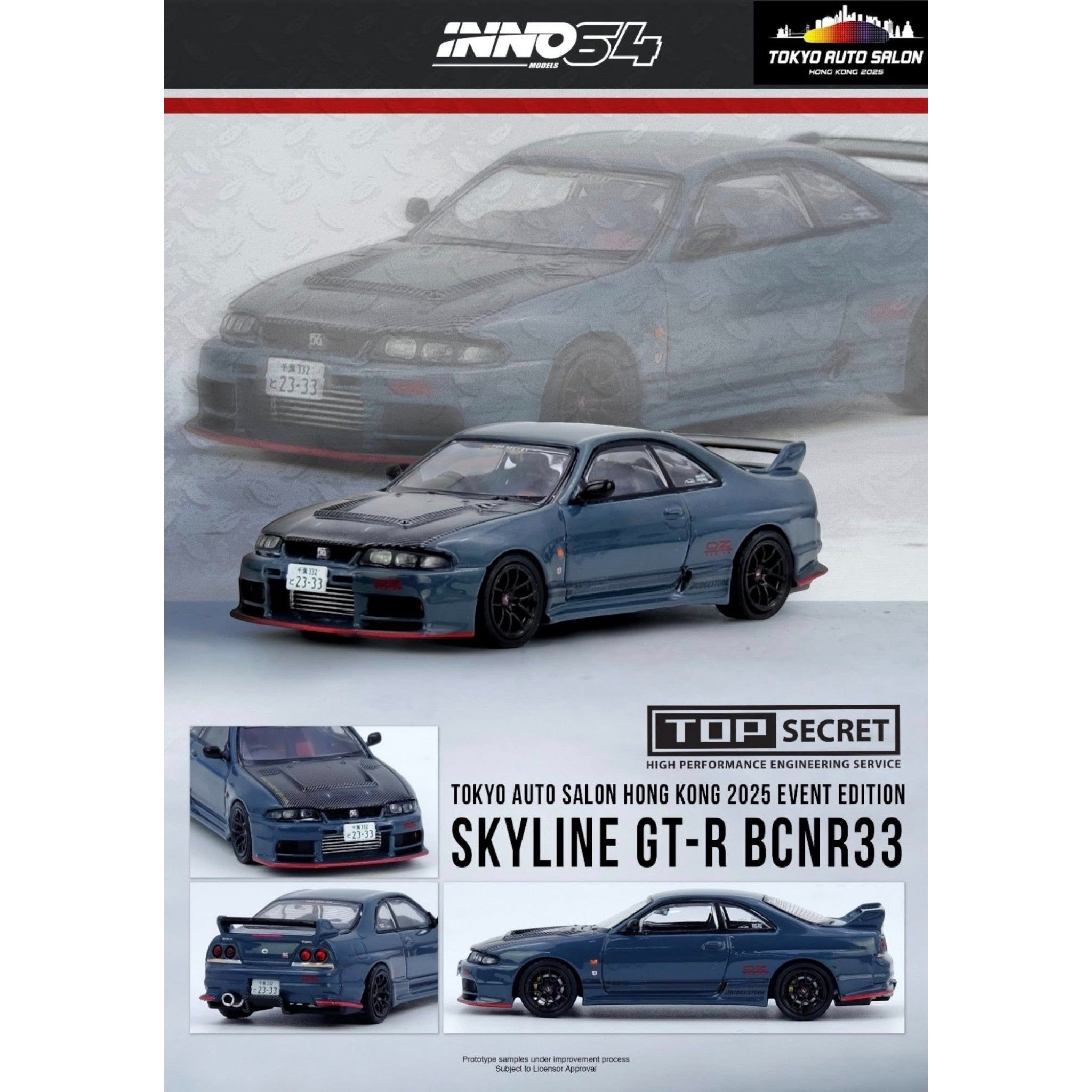 INNO64 - Pre-Order - Top Secret Nissan Skyline GT-R (BCNR33) Tokyo Auto Salon Hong Kong 2025 - IN64-R33TS-TASHK25