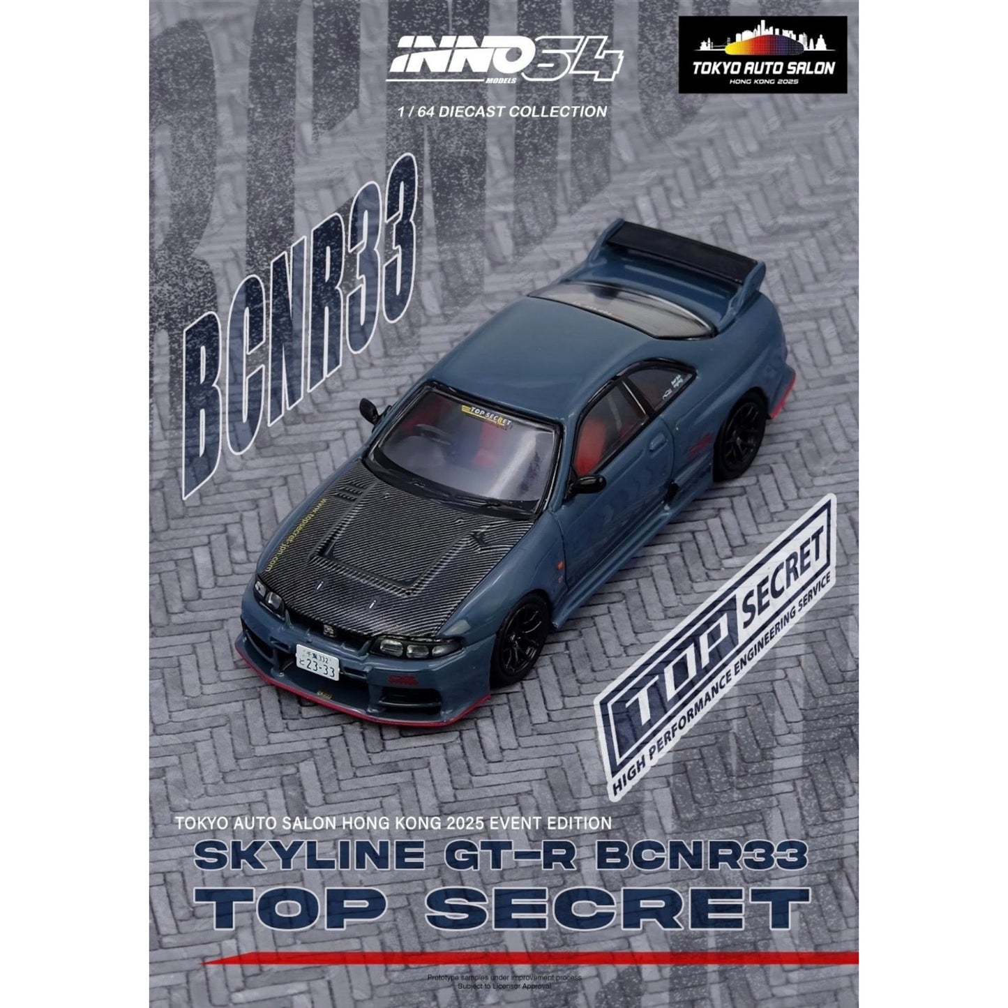 INNO64 - Pre-Order - Top Secret Nissan Skyline GT-R (BCNR33) Tokyo Auto Salon Hong Kong 2025 - IN64-R33TS-TASHK25