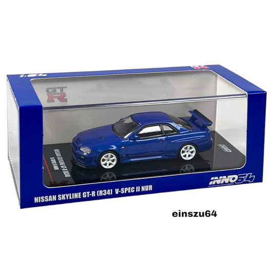 INNO64 - NISSAN SKYLINE GT-R (R34) V-SPEC II NUR, blue - IN64-R34VS-BLU