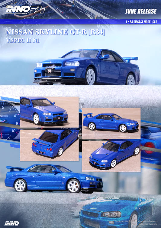 INNO64 - NISSAN SKYLINE GT-R (R34) V-SPEC II NUR, blue - IN64-R34VS-BLU