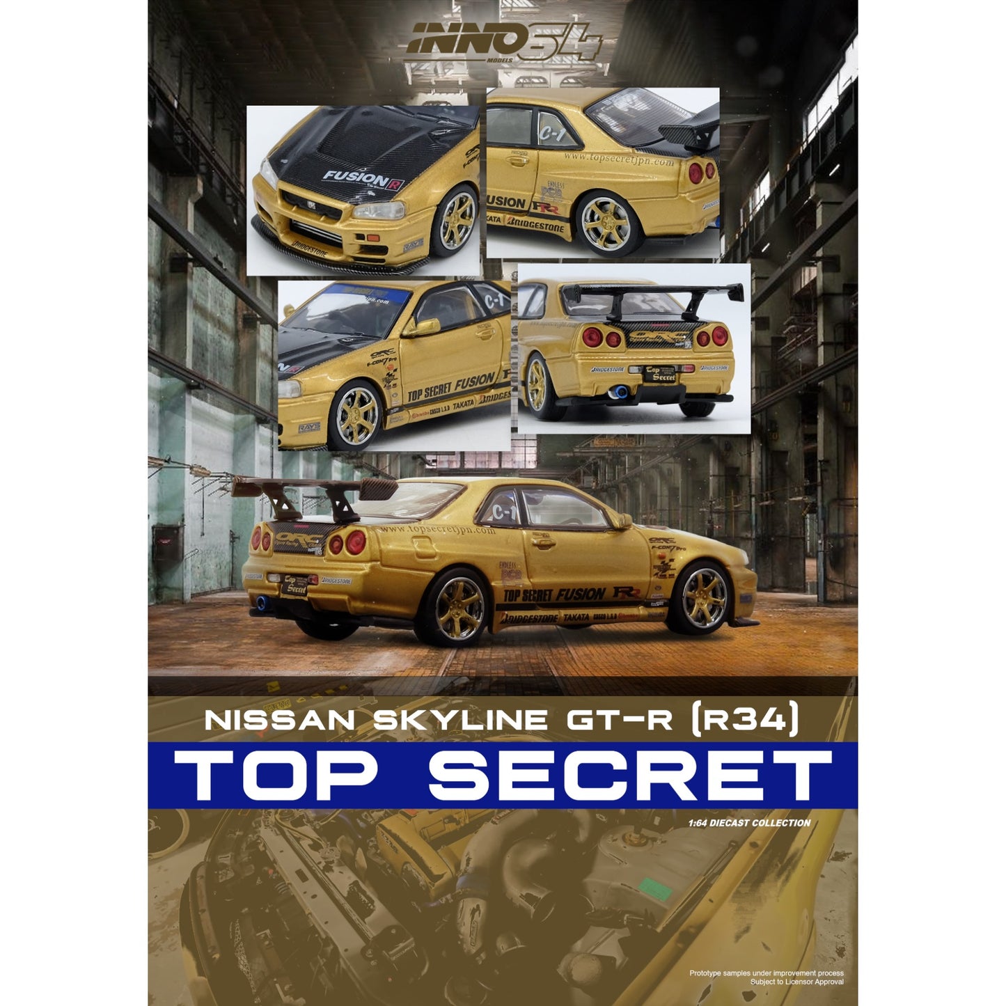 INNO64 - TOP SECRET Nissan Skyline R34 GT-R Gold - IN64-R34TS-GOLD