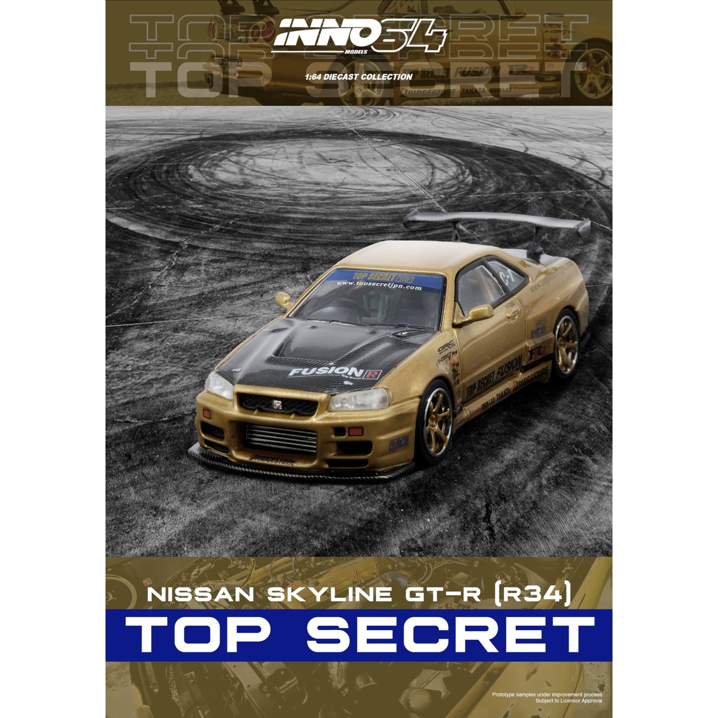 INNO64 - TOP SECRET Nissan Skyline R34 GT-R Gold - IN64-R34TS-GOLD