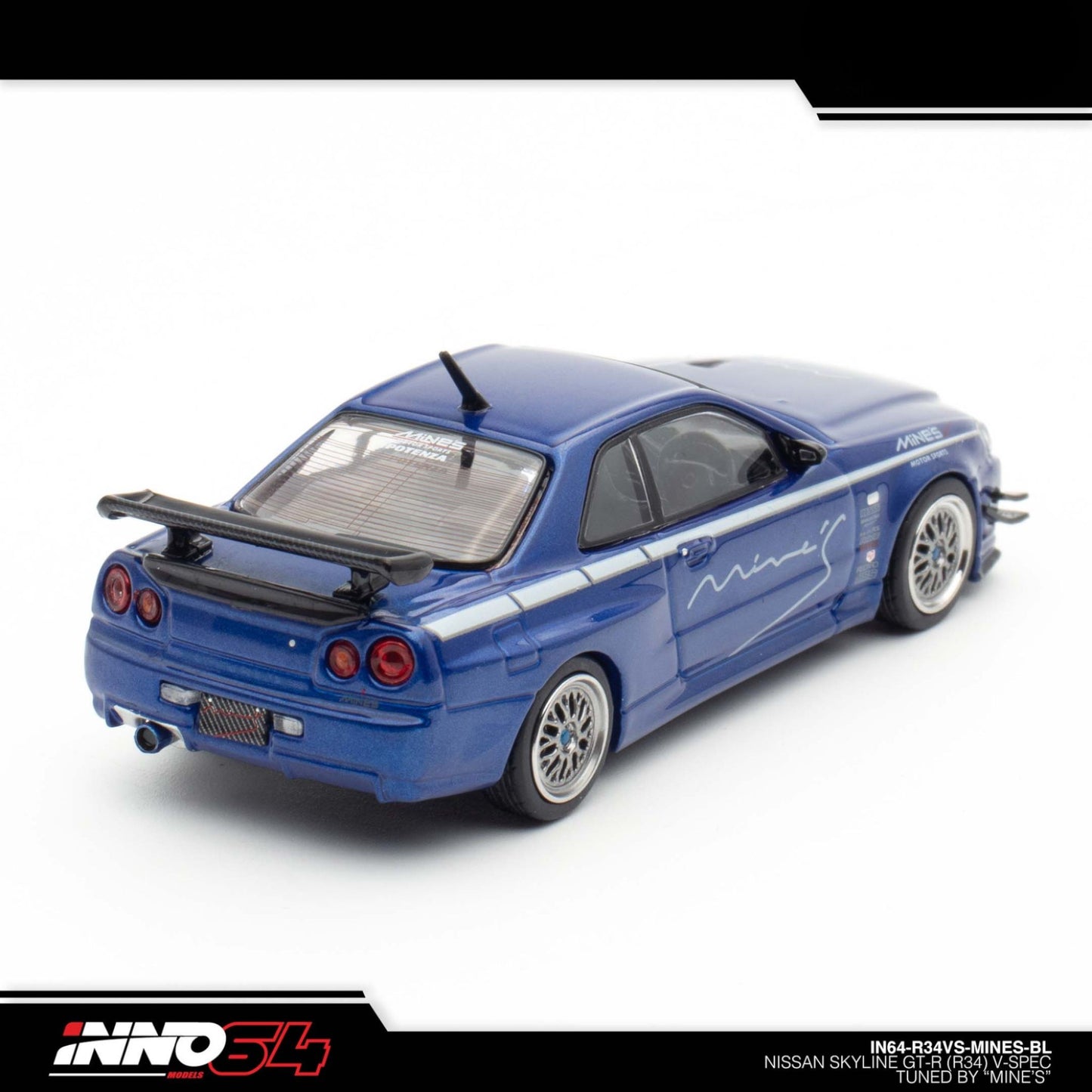 INNO64 - NISSAN SKYLINE GT-R (R34) V-SPEC Tuned by "MINE'S", blue - IN64-R34VS-MINES-BL