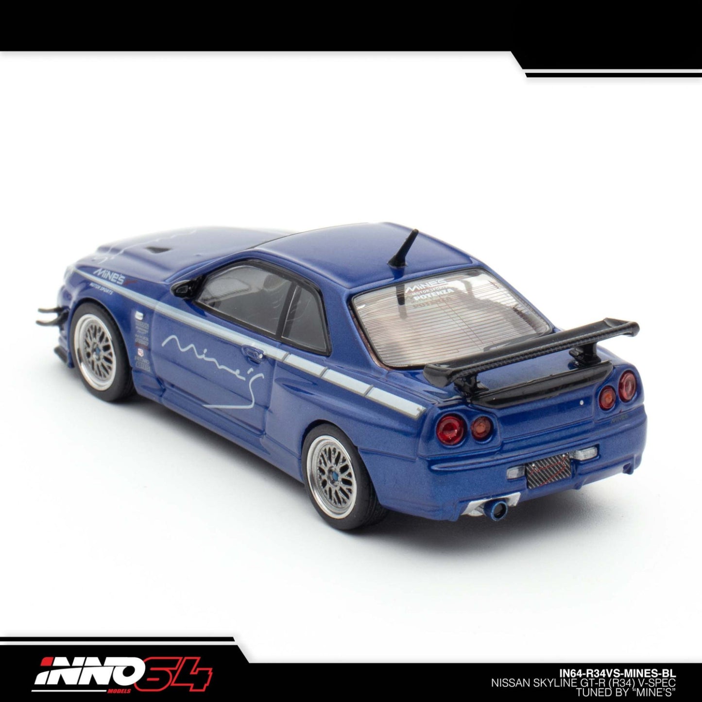 INNO64 - NISSAN SKYLINE GT-R (R34) V-SPEC Tuned by "MINE'S", blue - IN64-R34VS-MINES-BL