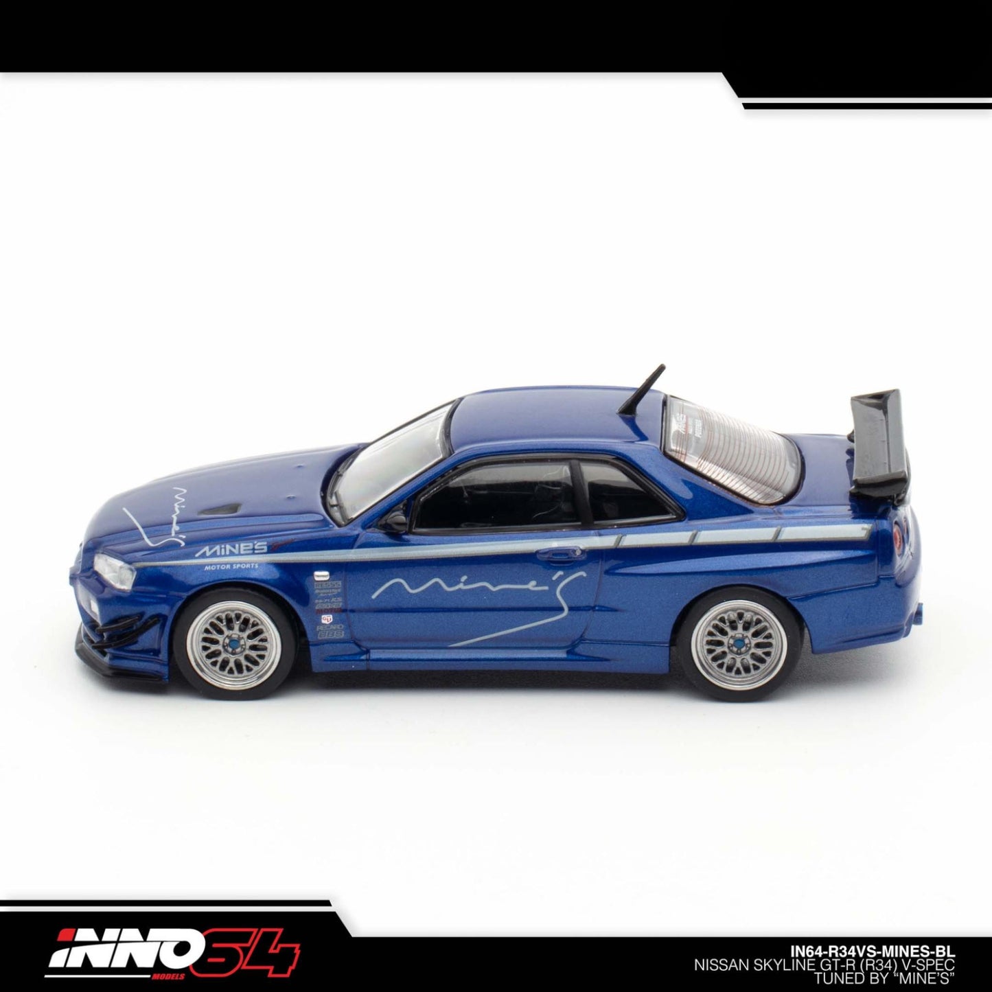 INNO64 - NISSAN SKYLINE GT-R (R34) V-SPEC Tuned by "MINE'S", blue - IN64-R34VS-MINES-BL