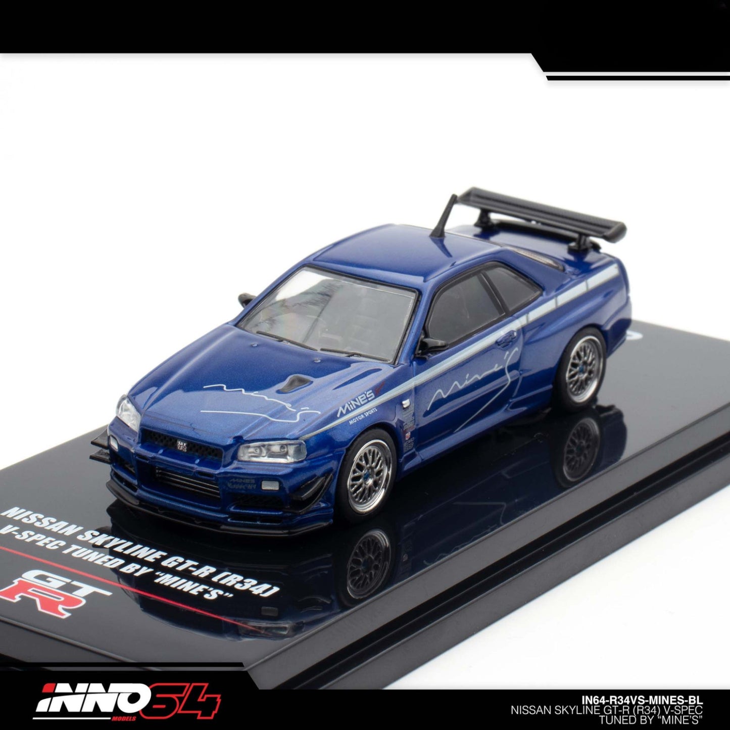 INNO64 - NISSAN SKYLINE GT-R (R34) V-SPEC Tuned by "MINE'S", blue - IN64-R34VS-MINES-BL