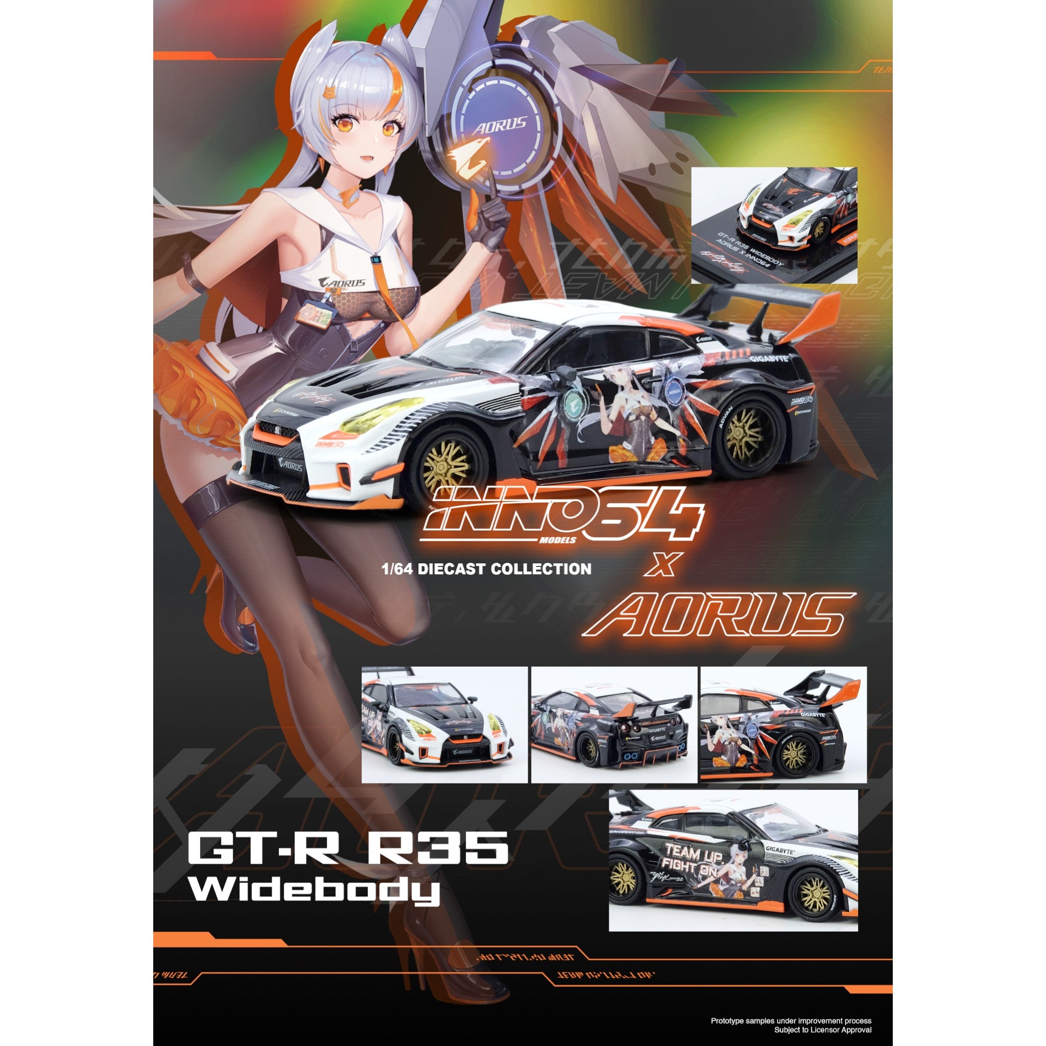 INNO64 - Pre-Order - Nissan GT-R R35 Widebody *AORUS* Limited Edition - IN64-R35LB-AORUS